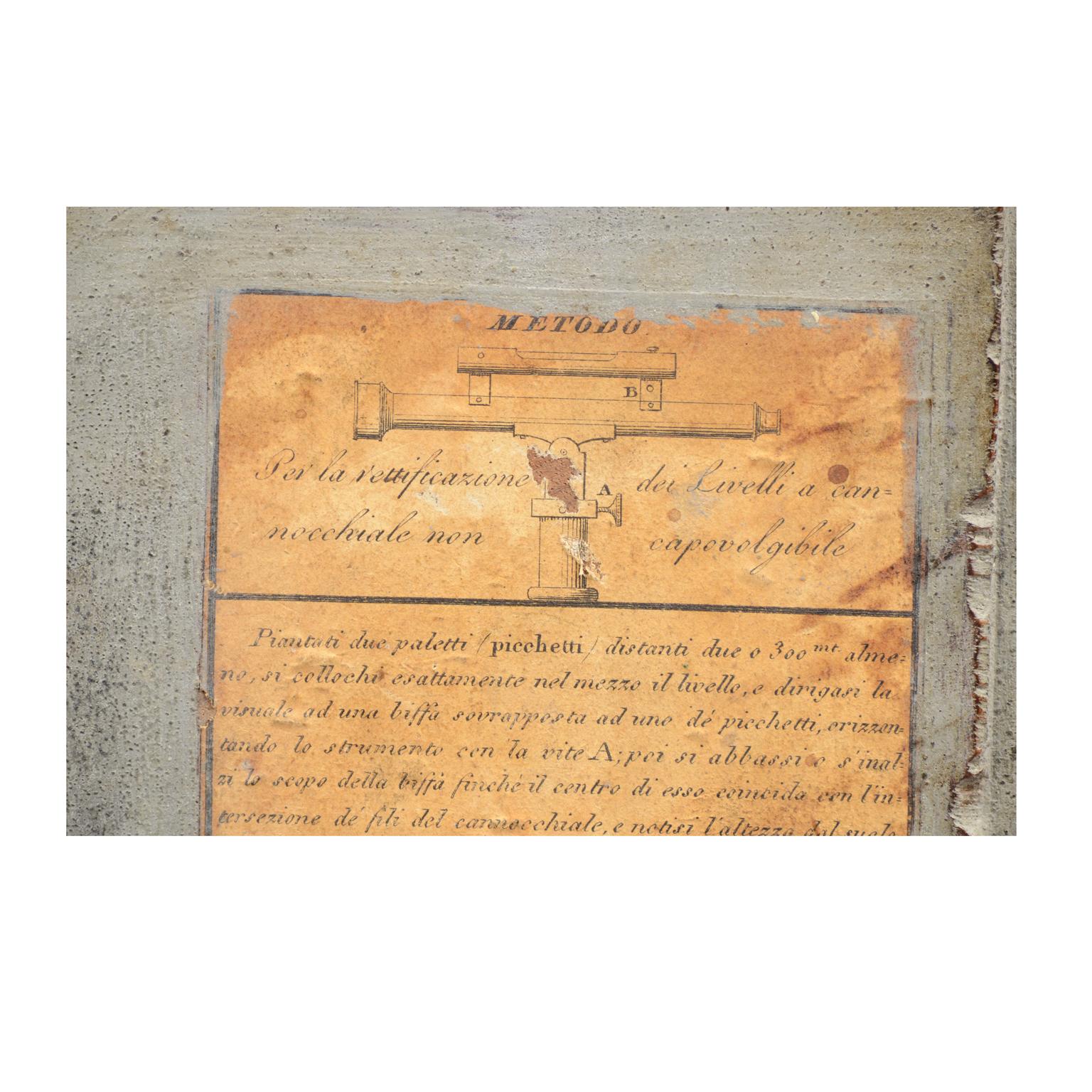 1805 Milan Brass Topographic Level signed Pasquale Cittelli with its Walnut Box 10