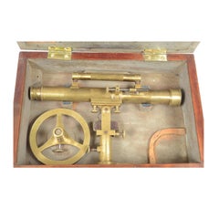 1805 Milan Brass Topographic Level signed Pasquale Cittelli with its Walnut Box