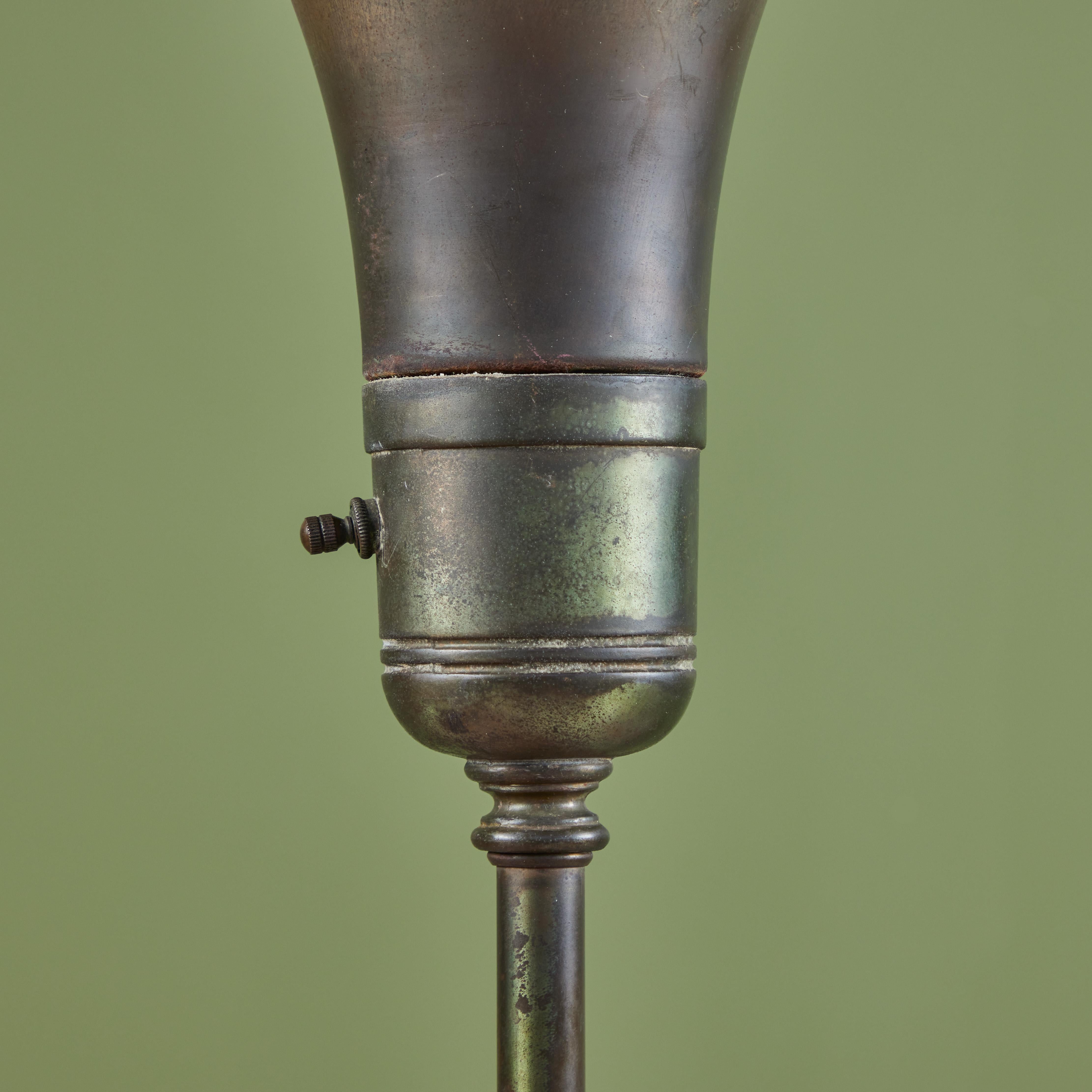 20th Century Brass Torchiere Floor Lamp For Sale