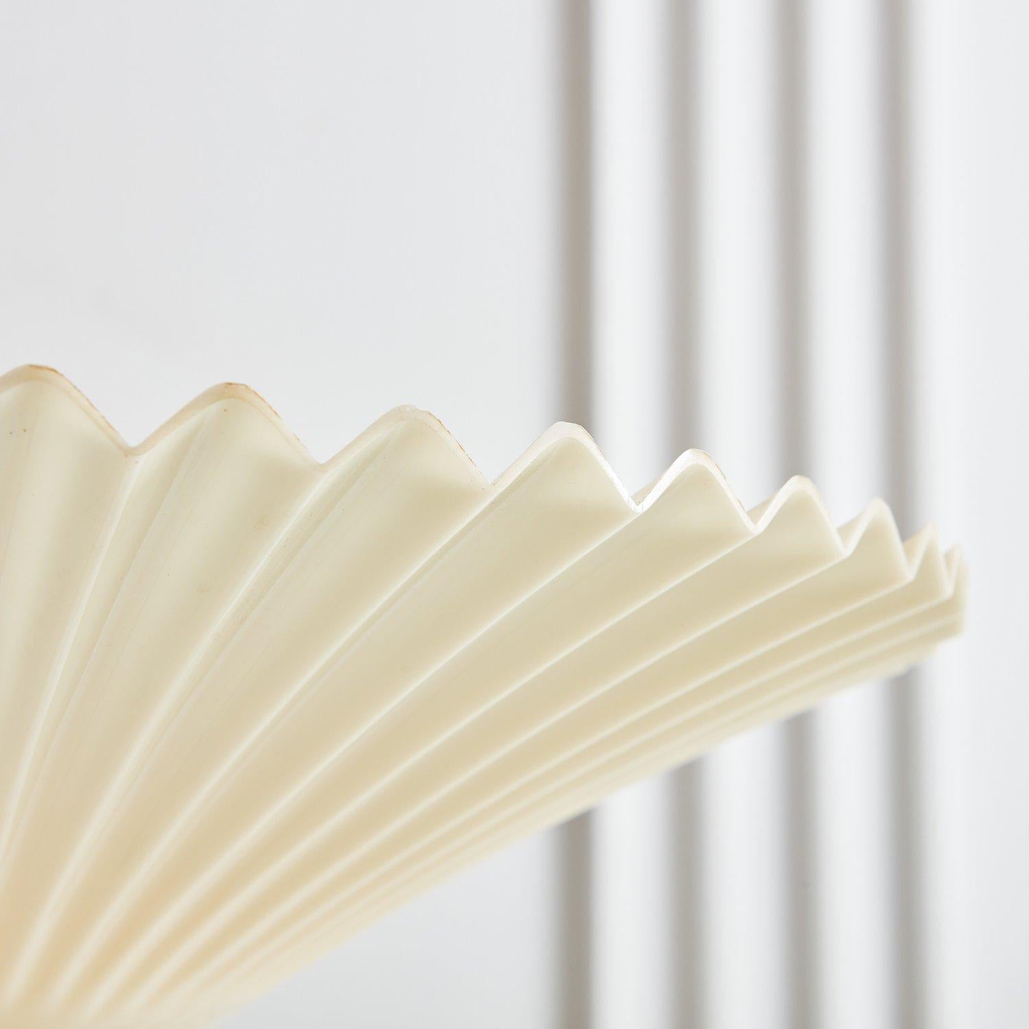 Brass Torchiere Floor Lamp with Fanned Shade In Good Condition In Chicago, IL