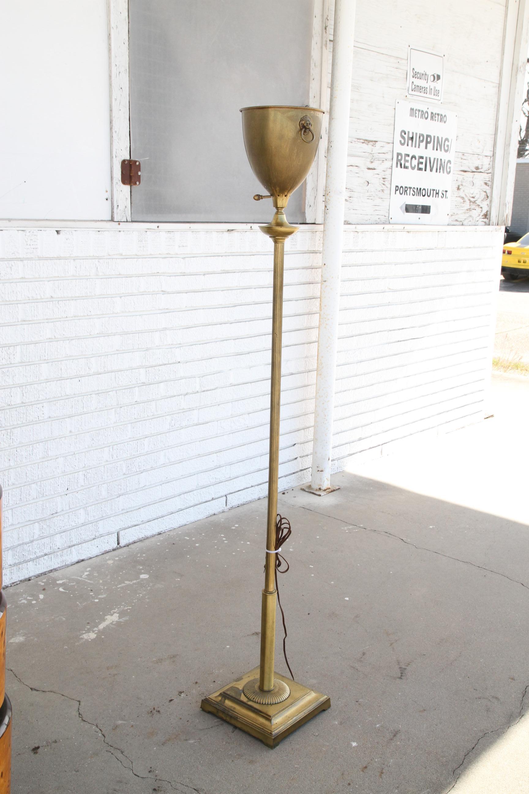 Art Nouveau Brass Torchierie Floor Lamp For Sale