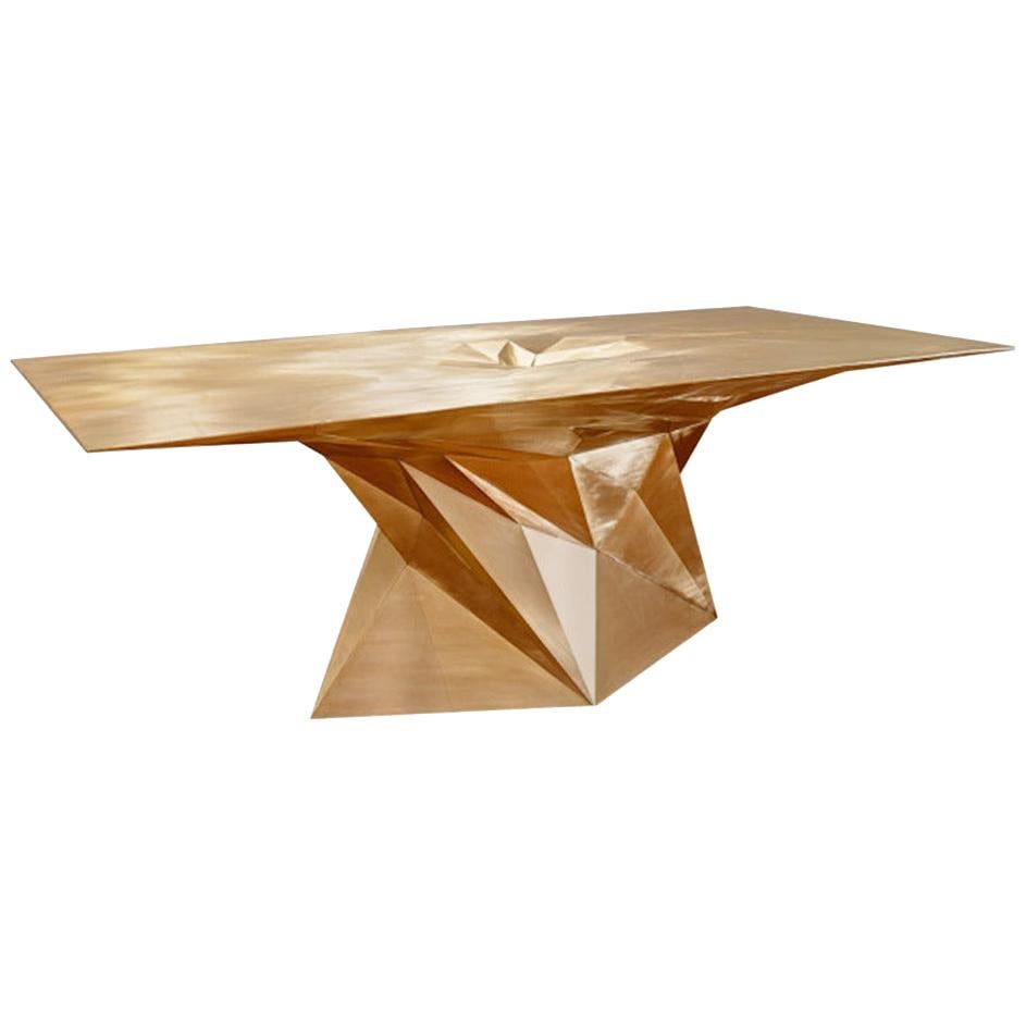 Brass Tornado Square Center Dining Table by Zhoujie Zhang