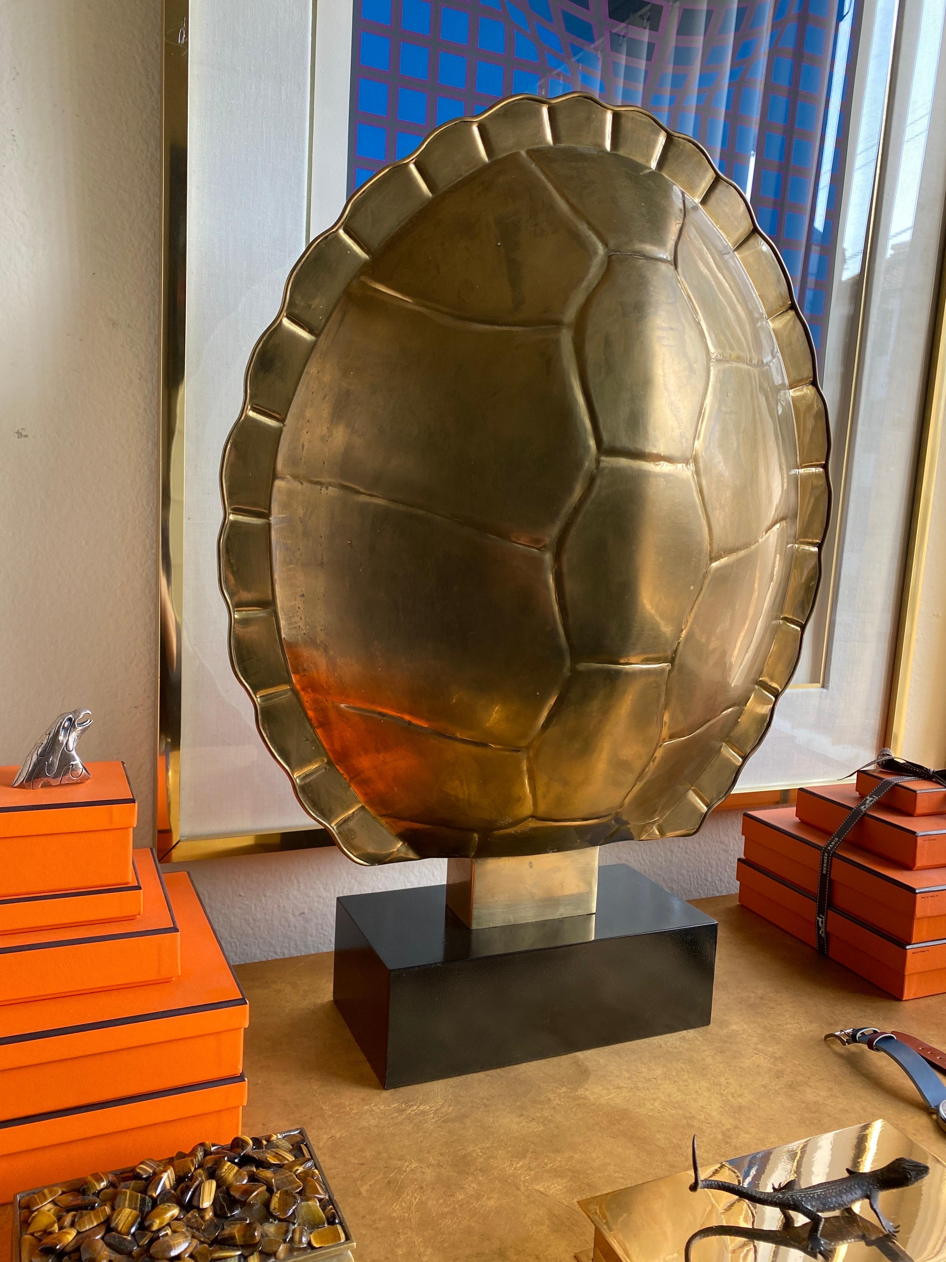 Patinated Brass Tortoise / Turtle Shell Lamp