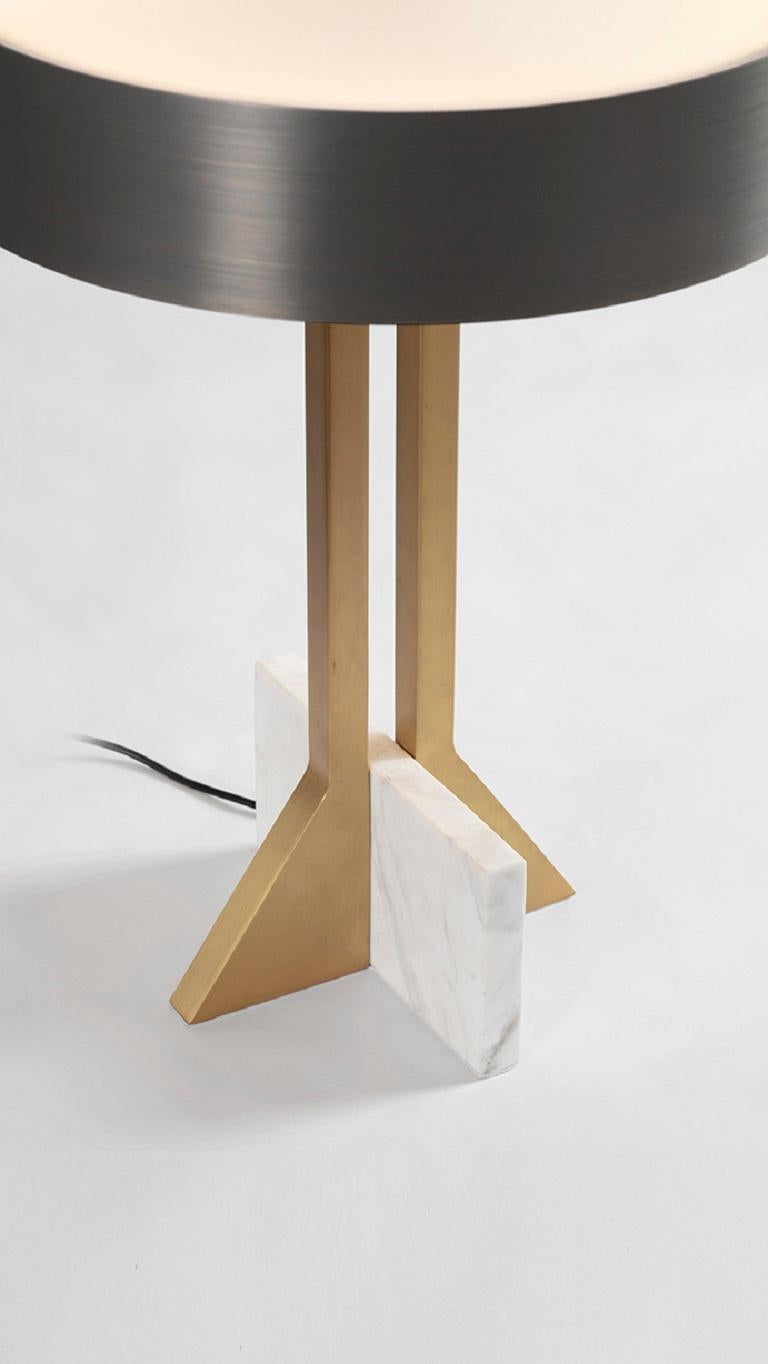 Brushed Brass Tower Table Lamp by Square in Circle For Sale