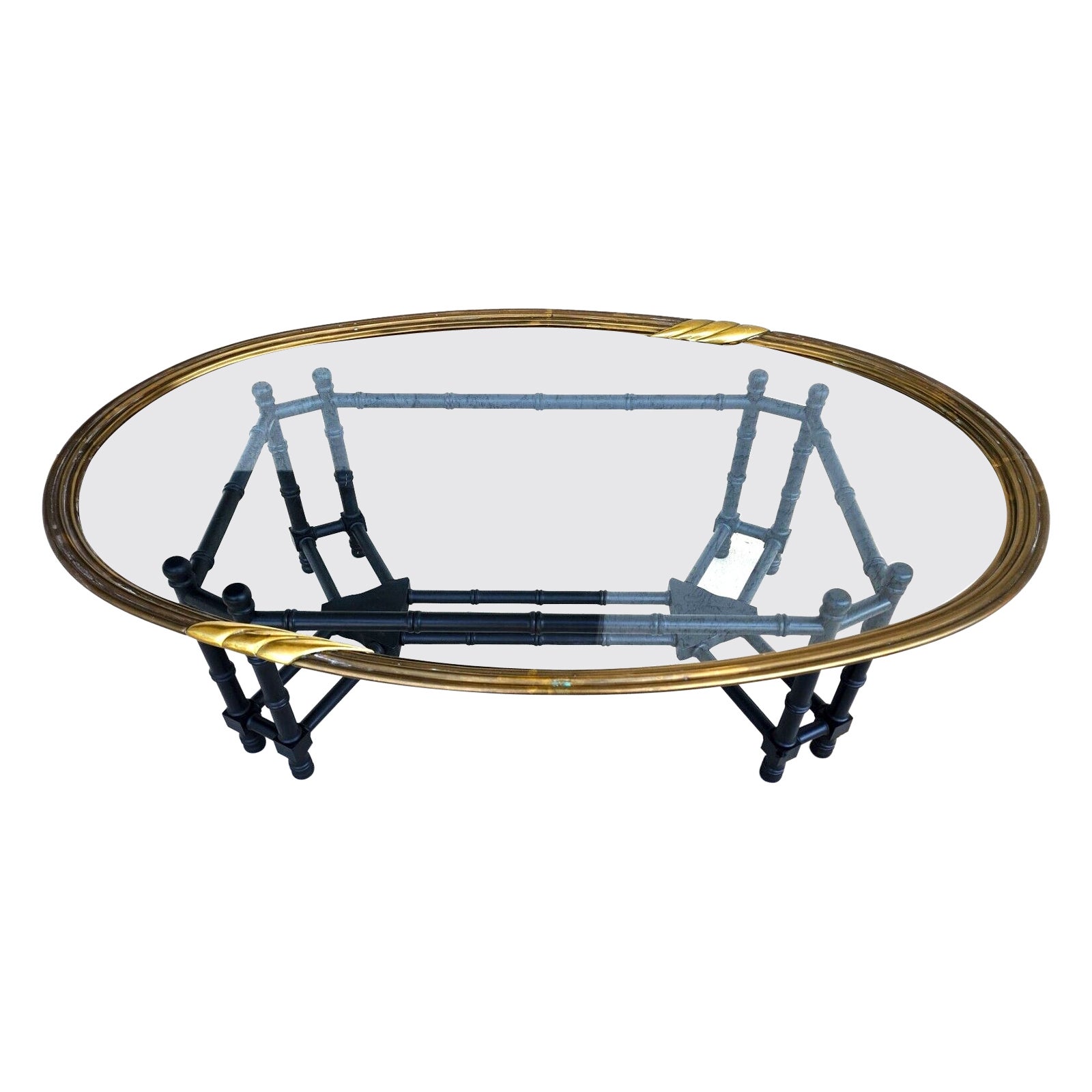 Brass Tray Coffee Table Bamboo Glass