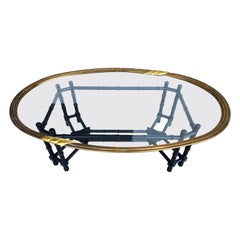 Brass Tray Coffee Table Bamboo Glass