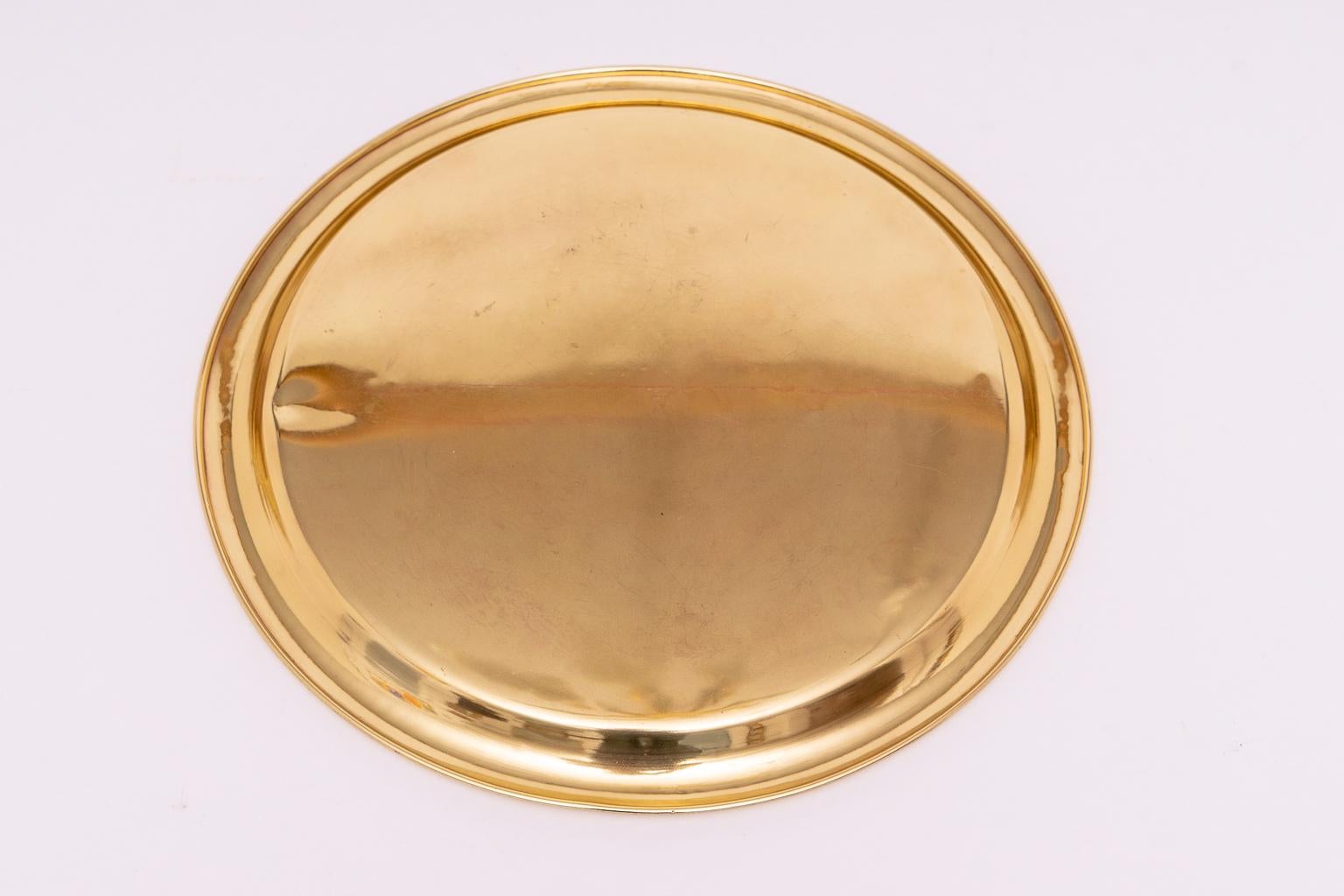 20th Century Egyptian Revival Round Brass Tray