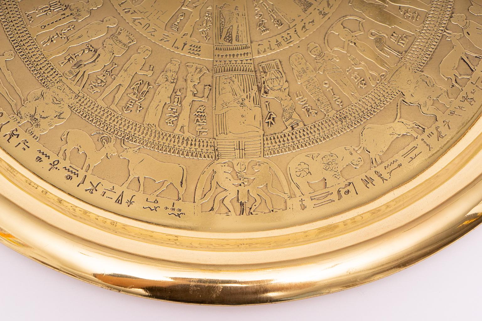 Egyptian Revival Round Brass Tray 2