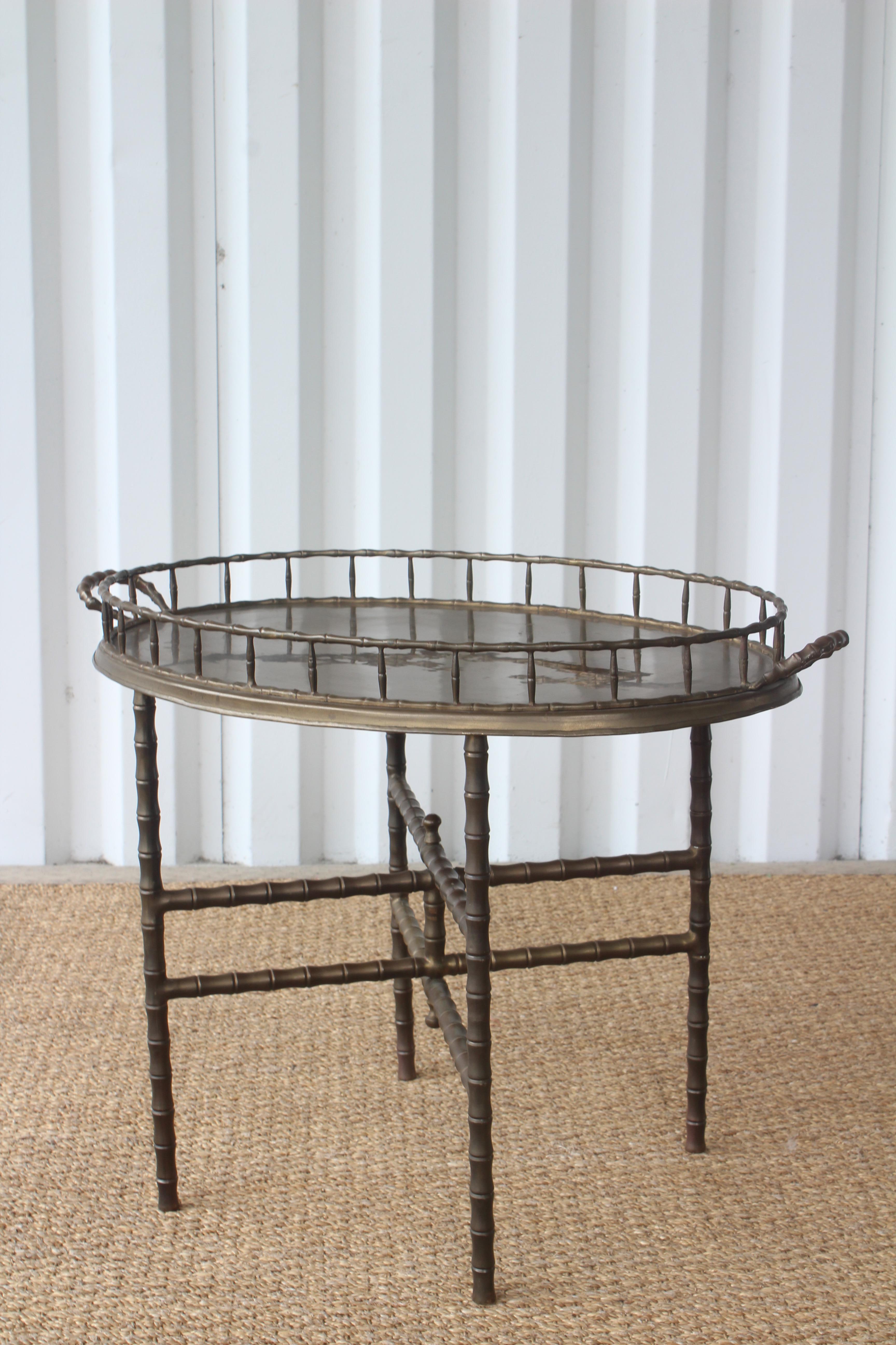 Mid-Century Modern Brass Tray Table by Maison Jansen, France, 1950s