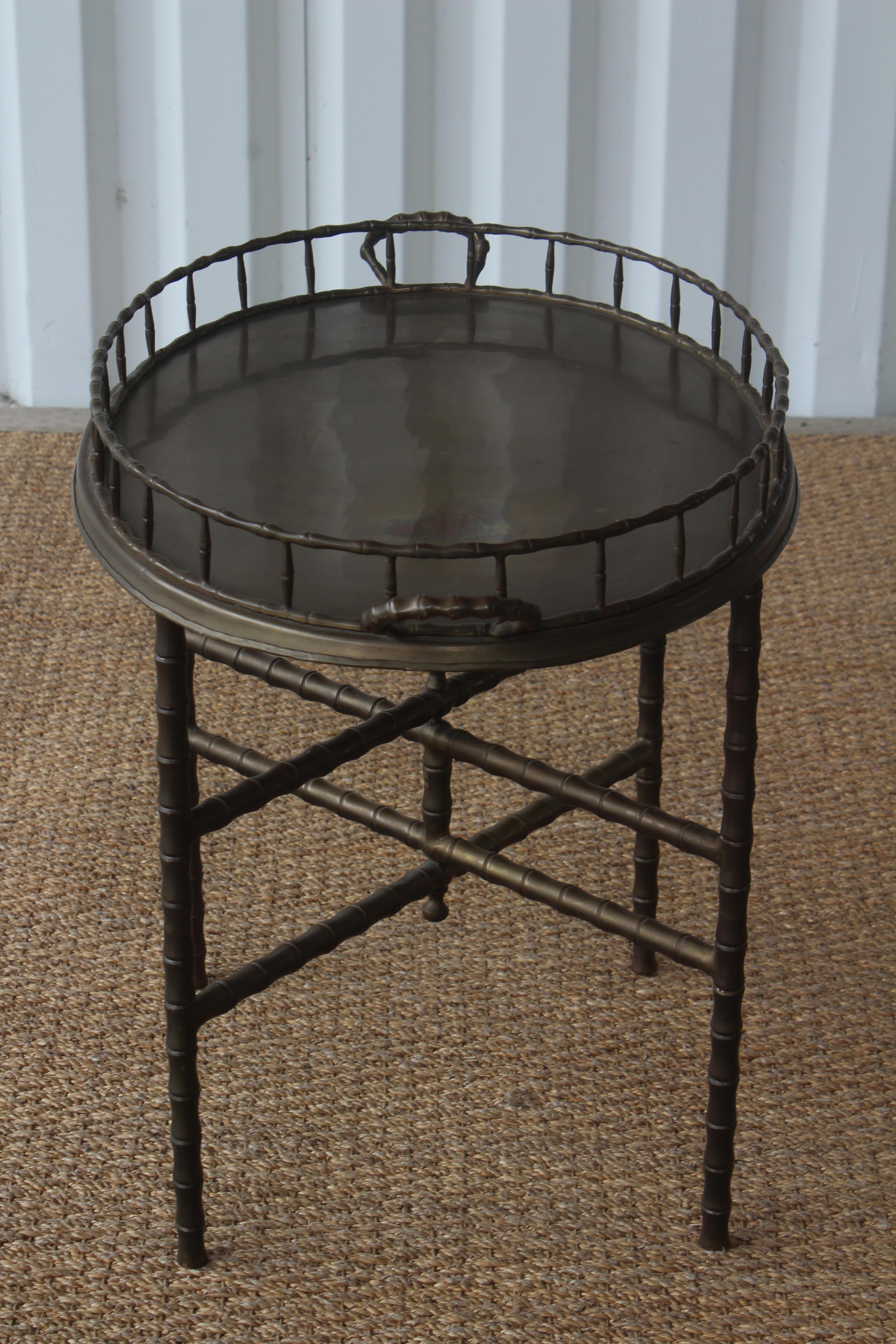 French Brass Tray Table by Maison Jansen, France, 1950s