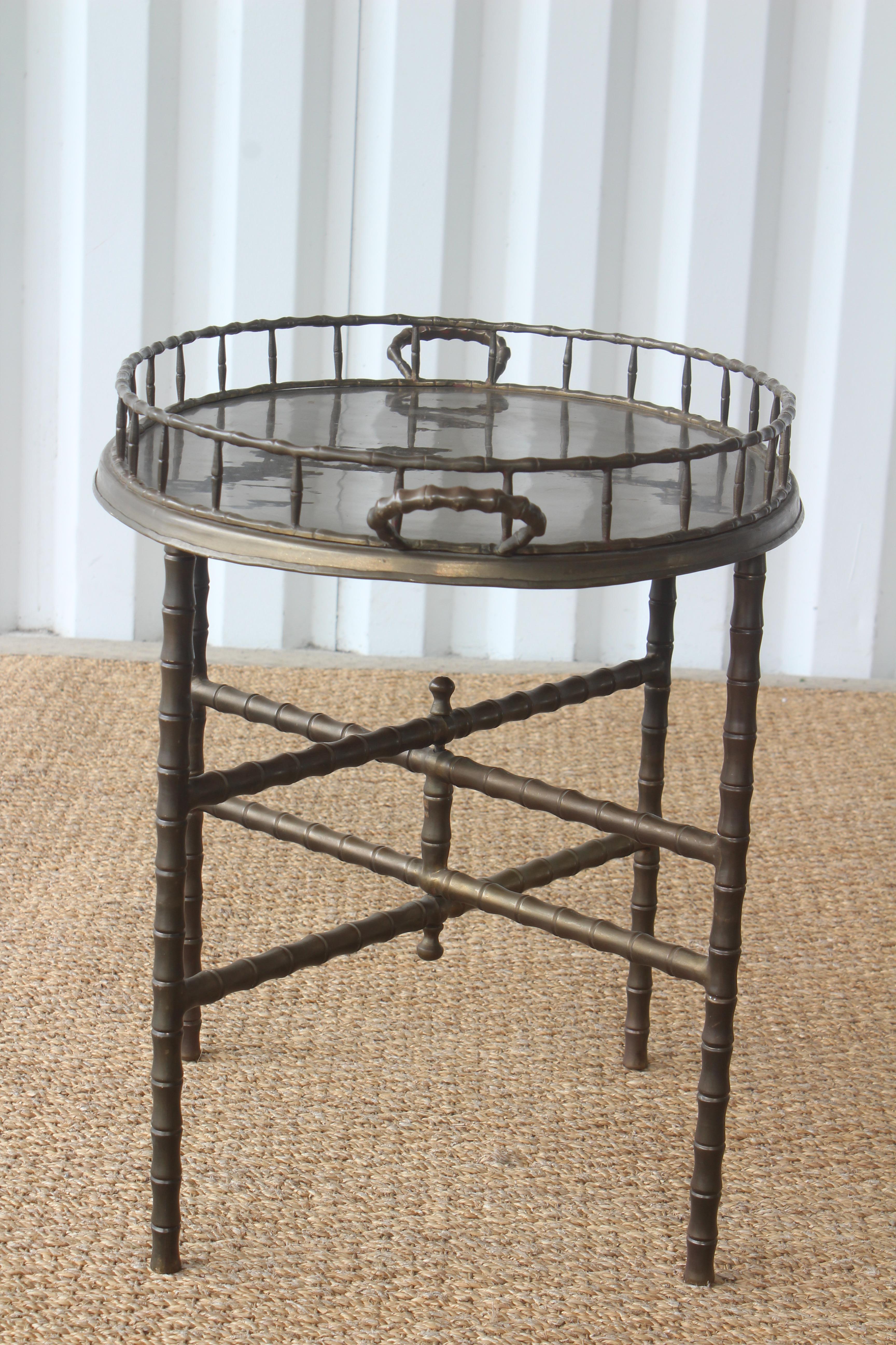 Brass Tray Table by Maison Jansen, France, 1950s In Good Condition In Los Angeles, CA