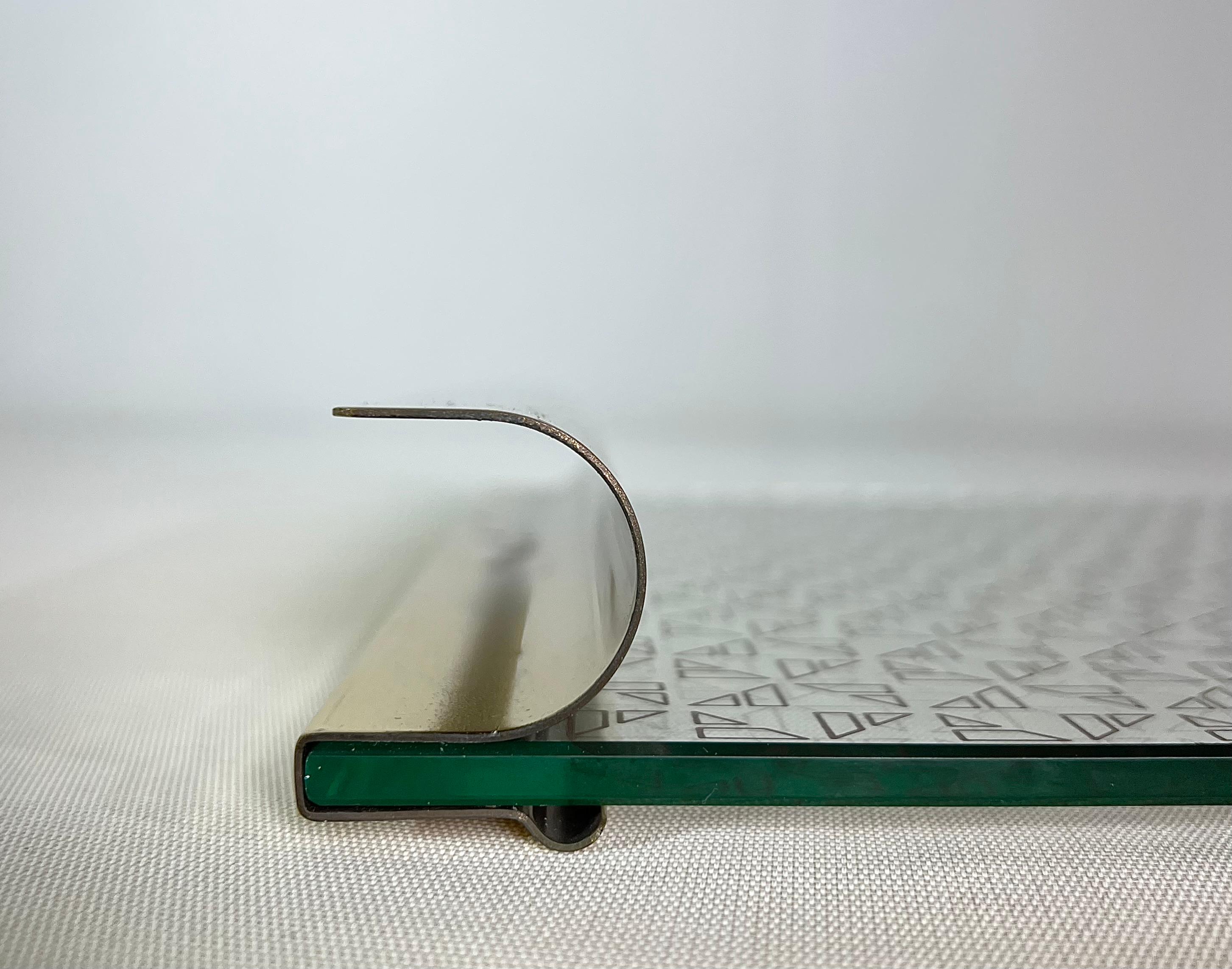 Messing Tablett Tisch Glas Rechteckig Midcentury Italienisches Design 1970er (Moderne der Mitte des Jahrhunderts) im Angebot