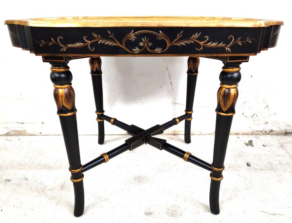 Late 20th Century Brass Tray Table Vintage Regency Chinoiserie Asian For Sale