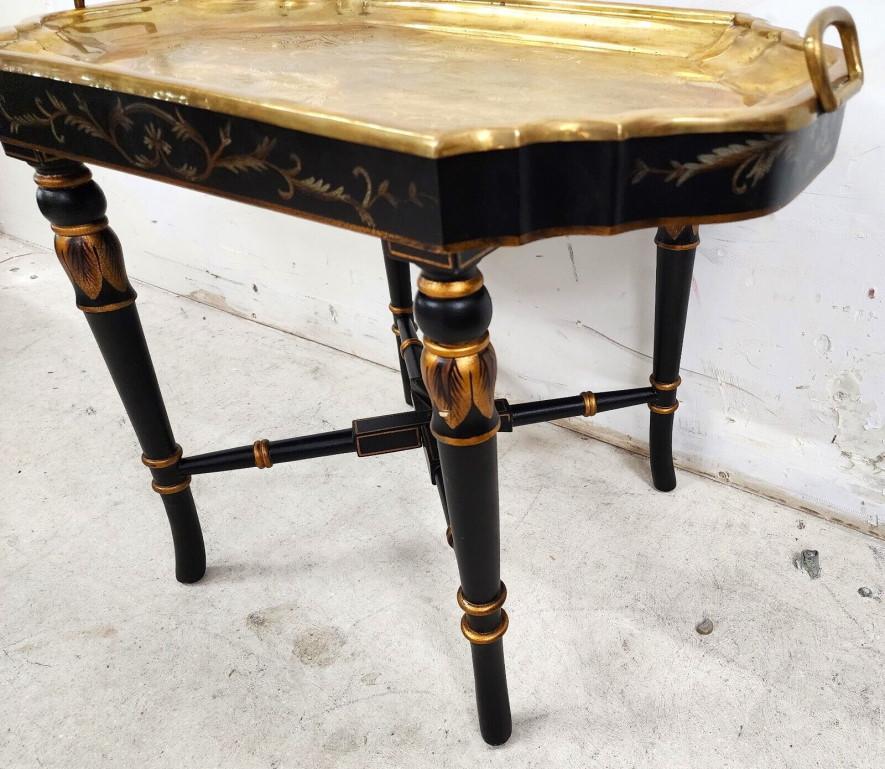 Brass Tray Table Vintage Regency Chinoiserie Asian 5