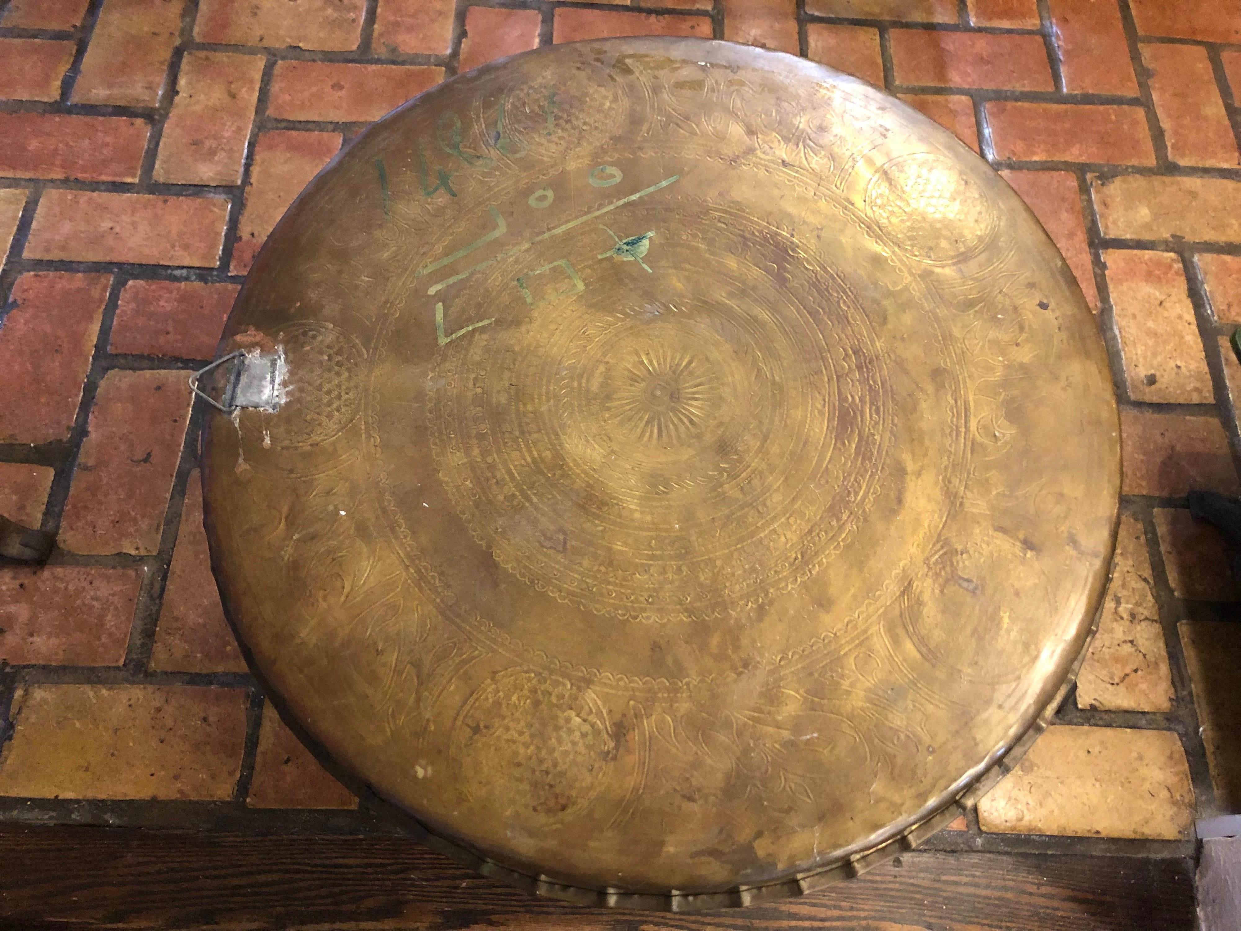 Brass Tray Table with Folding Stand 7