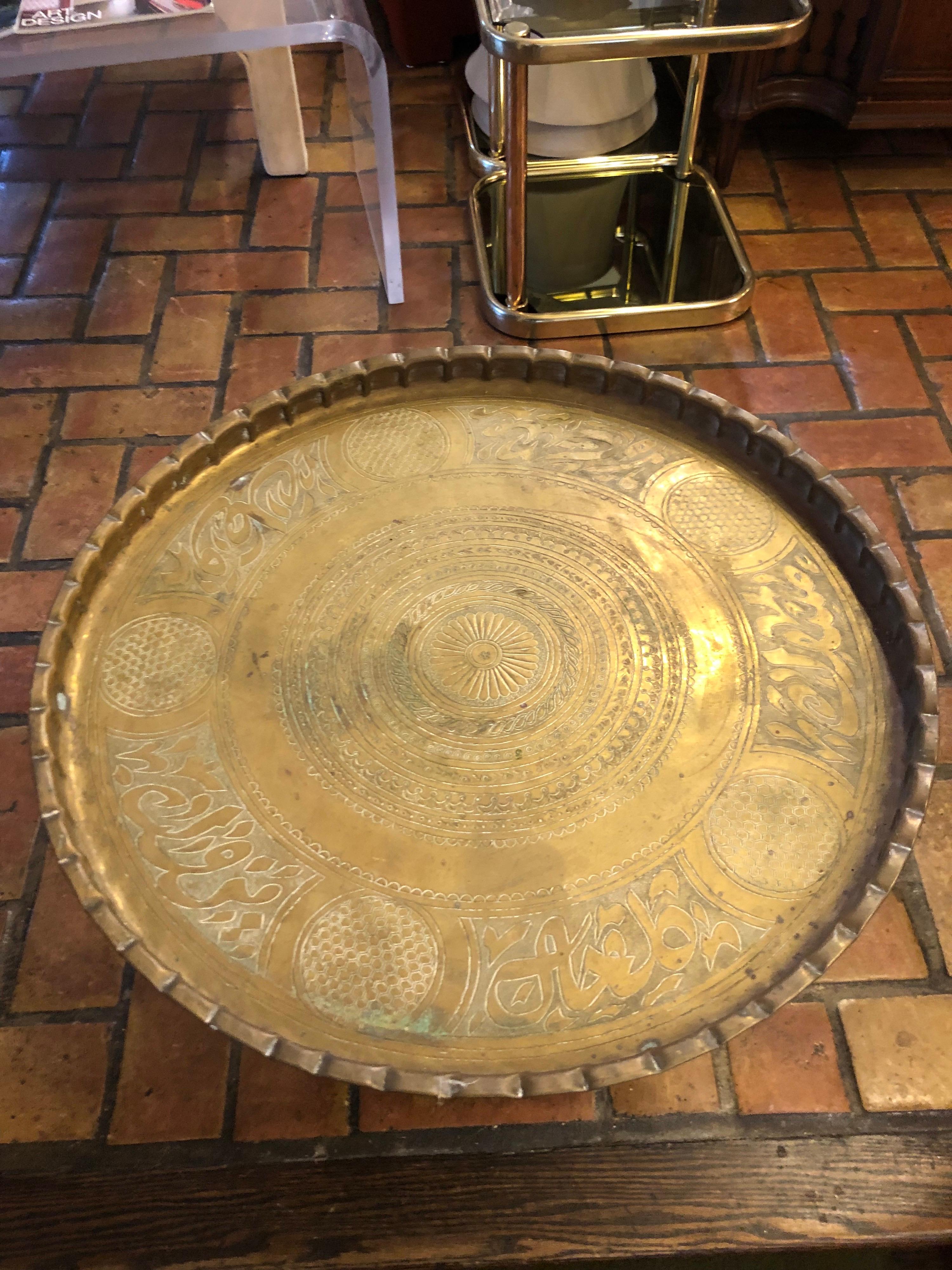 Brass Tray Table with Folding Stand 3