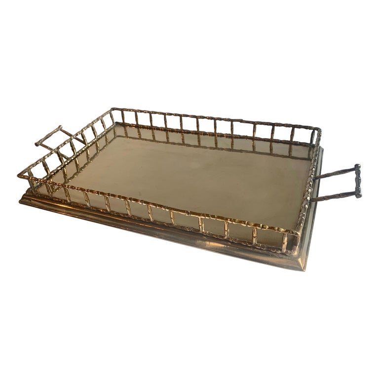 Brass Tray with Bamboo Gallery at 1stDibs