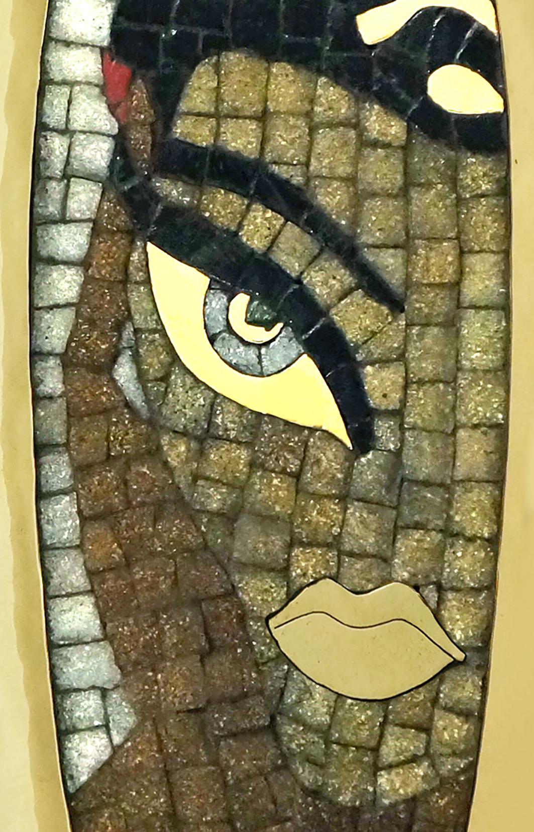 Messingtablett mit Mosaik, von Salvador Teran, ca. 1950er Jahre (Moderne der Mitte des Jahrhunderts) im Angebot