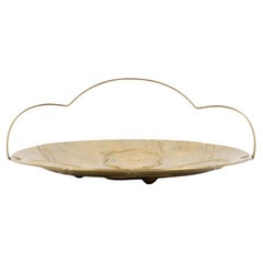 Brass Tray with Scalloped Handle by Lars Holmström