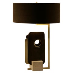 Lampada da tavolo "Tre Piastre" in ottone