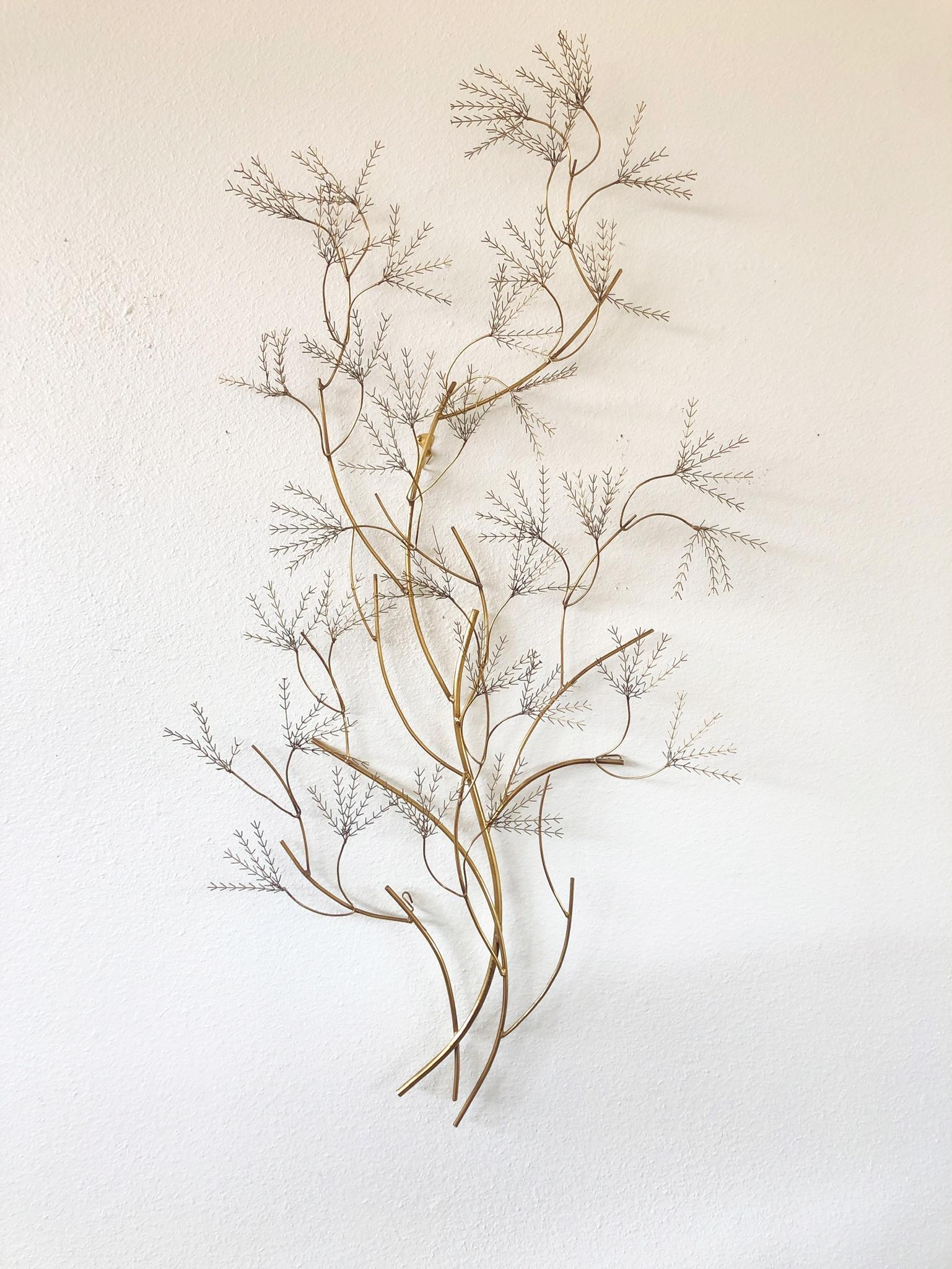 Late 20th Century Brass Tree Branch Wall Sculpture by Curtis Jeré 