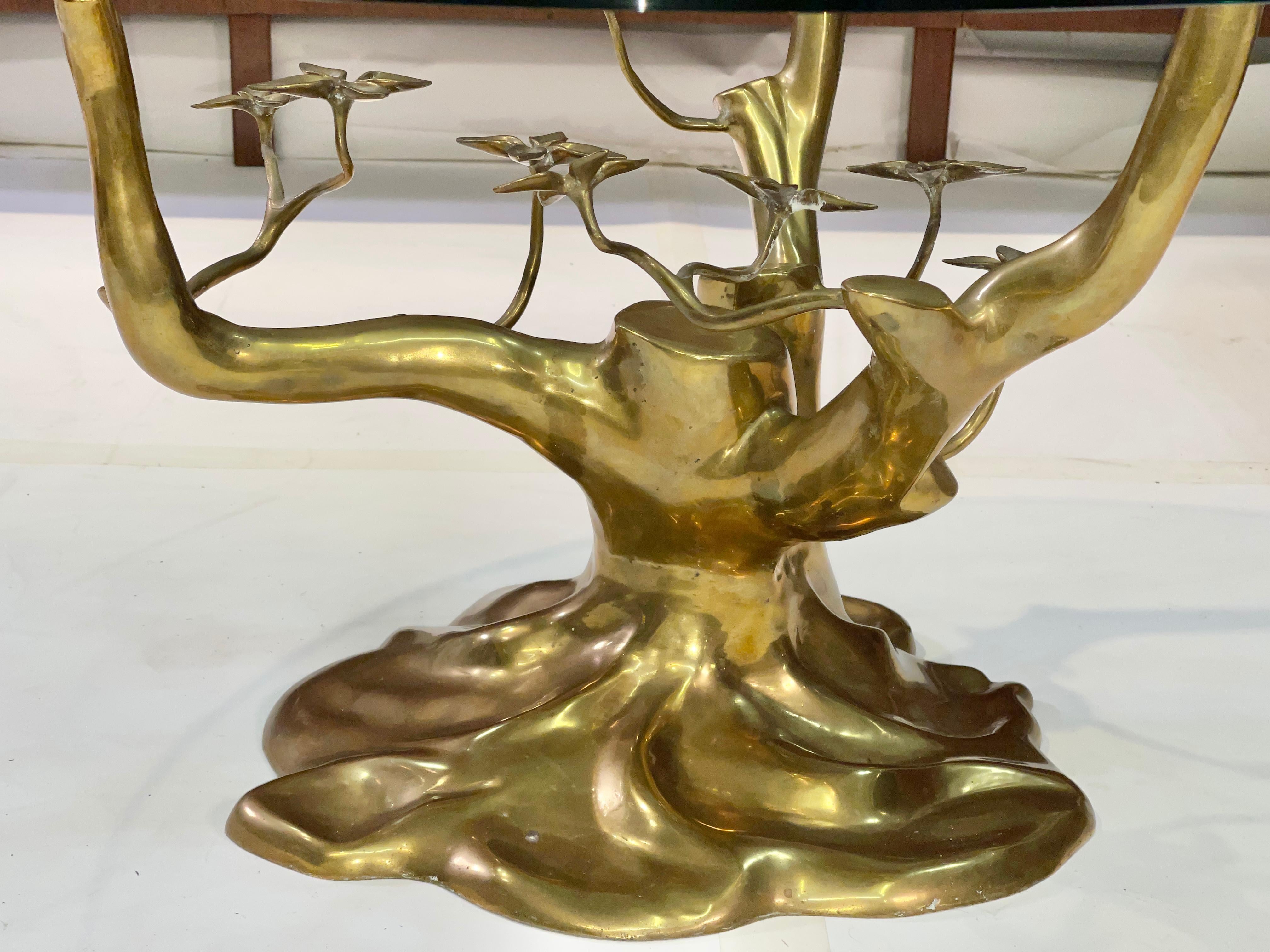 Brass Tree Cocktail Table after Willy Daro, Belgium, 1970's 4