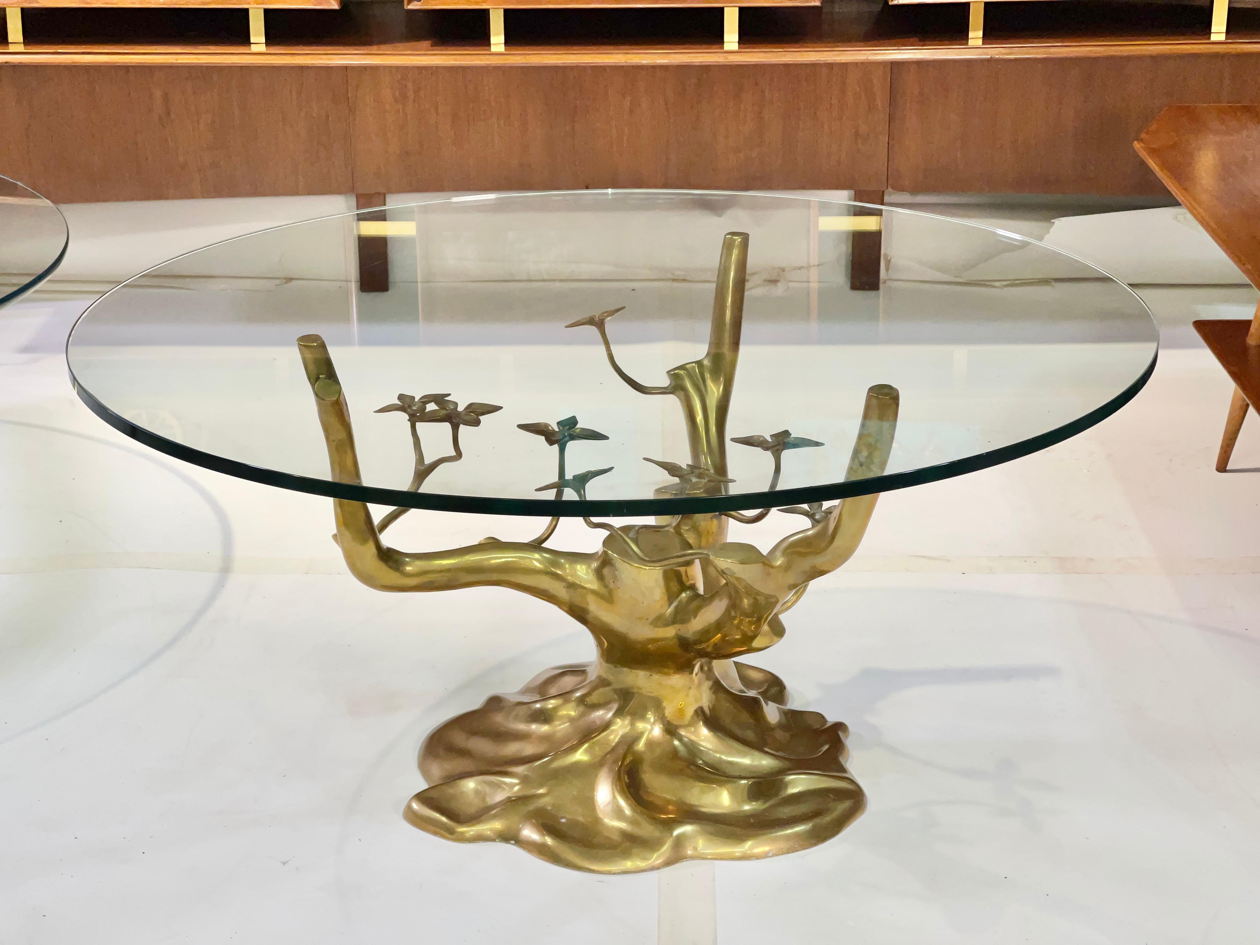 Brass Tree Cocktail Table after Willy Daro, Belgium, 1970's 5