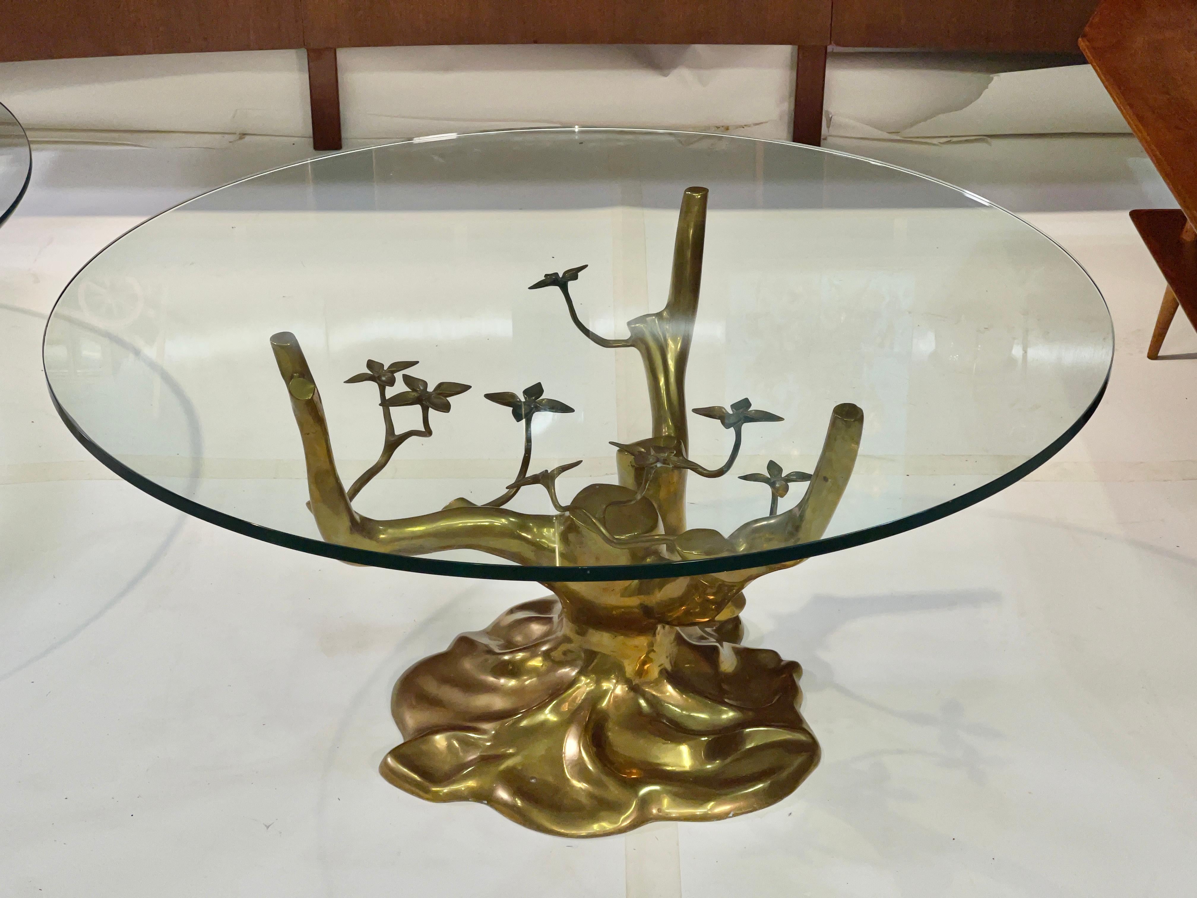 Brass Tree Cocktail Table after Willy Daro, Belgium, 1970's 3