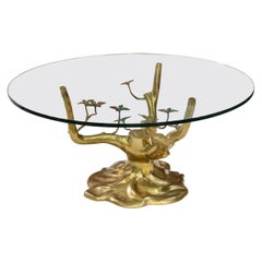 Brass Tree Cocktail Table after Willy Daro, Belgium, 1970's