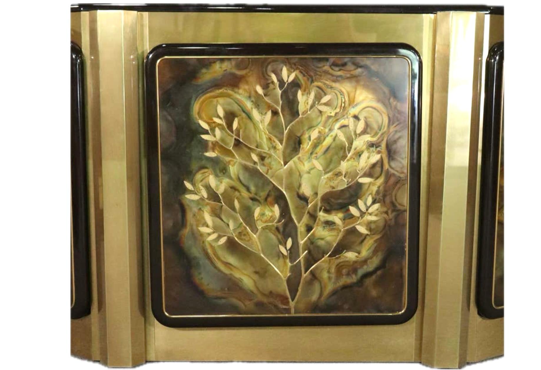 Brass 'Tree of Life' Credenza by Bernhard Rohne for Mastercraft in vendita 5