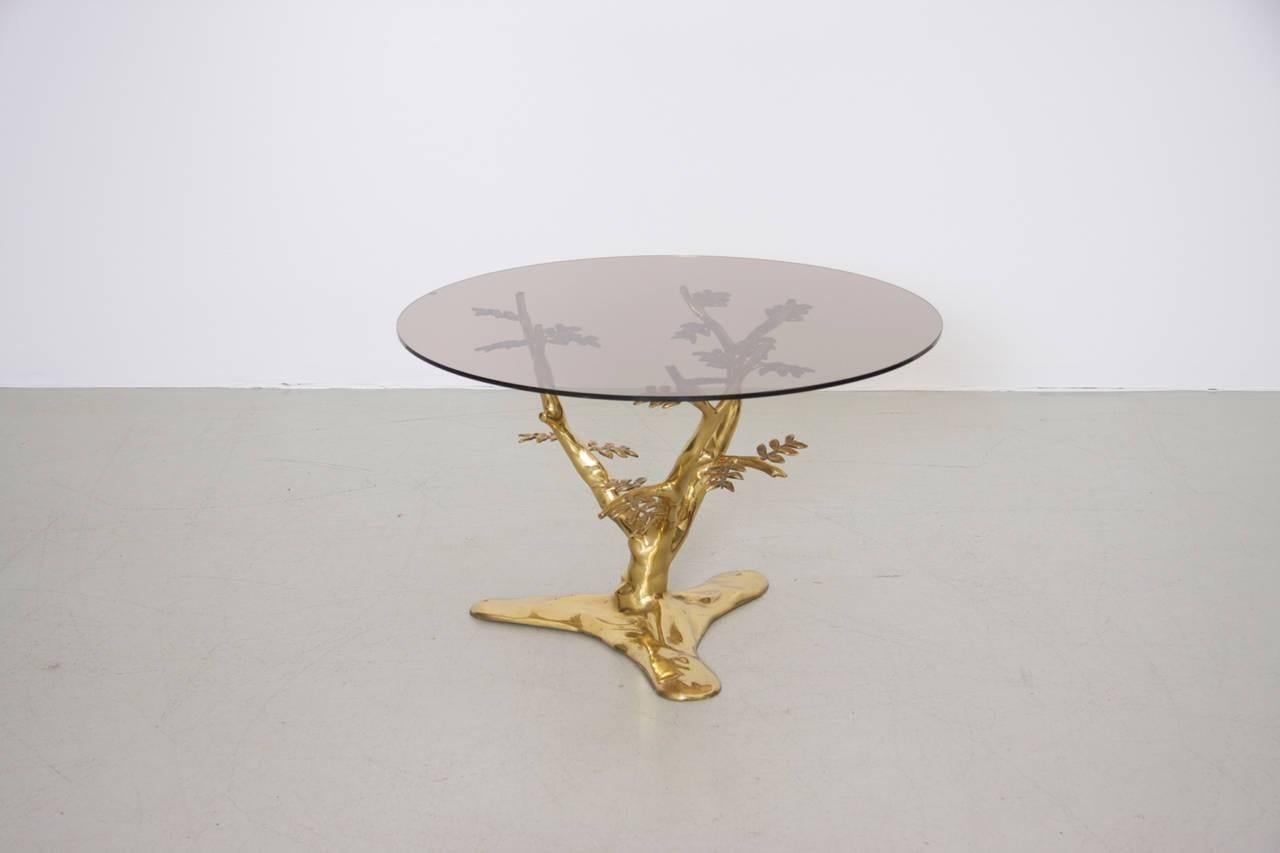 Hollywood Regency Brass Tree Sculpture Coffee Table in the Manner of Willy Daro