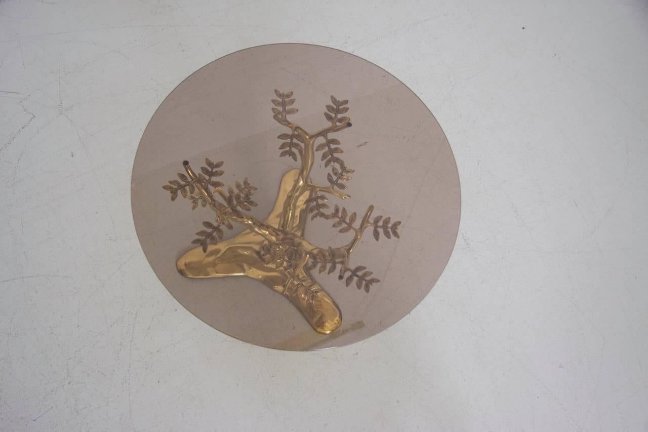 Brass Tree Sculpture Coffee Table in the Manner of Willy Daro In Excellent Condition In Berlin, BE