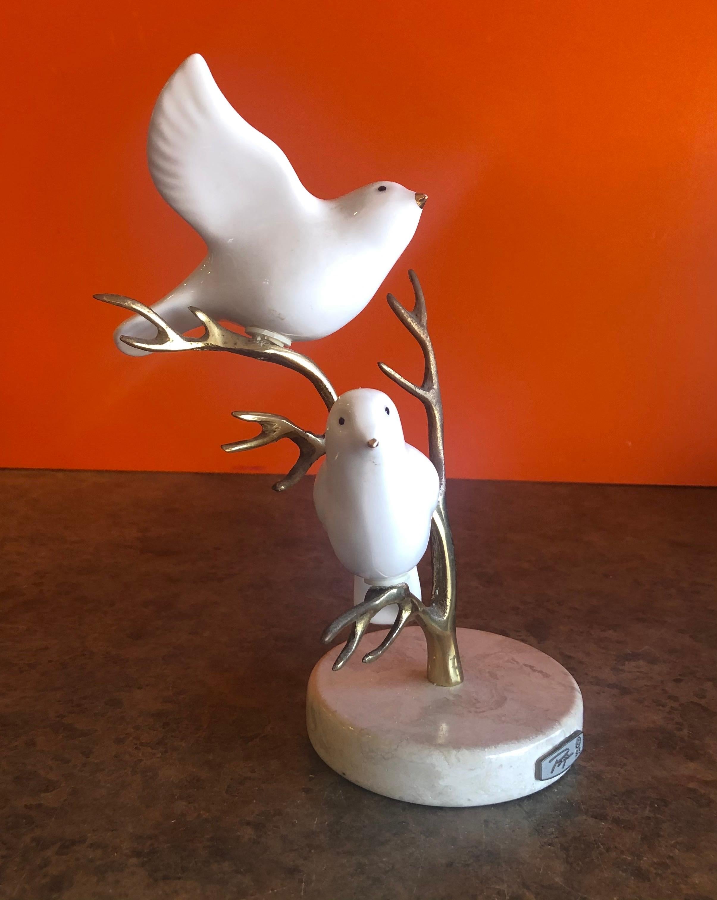 Brass Tree with Ceramic Birds Table Sculpture by Bijan In Good Condition In San Diego, CA