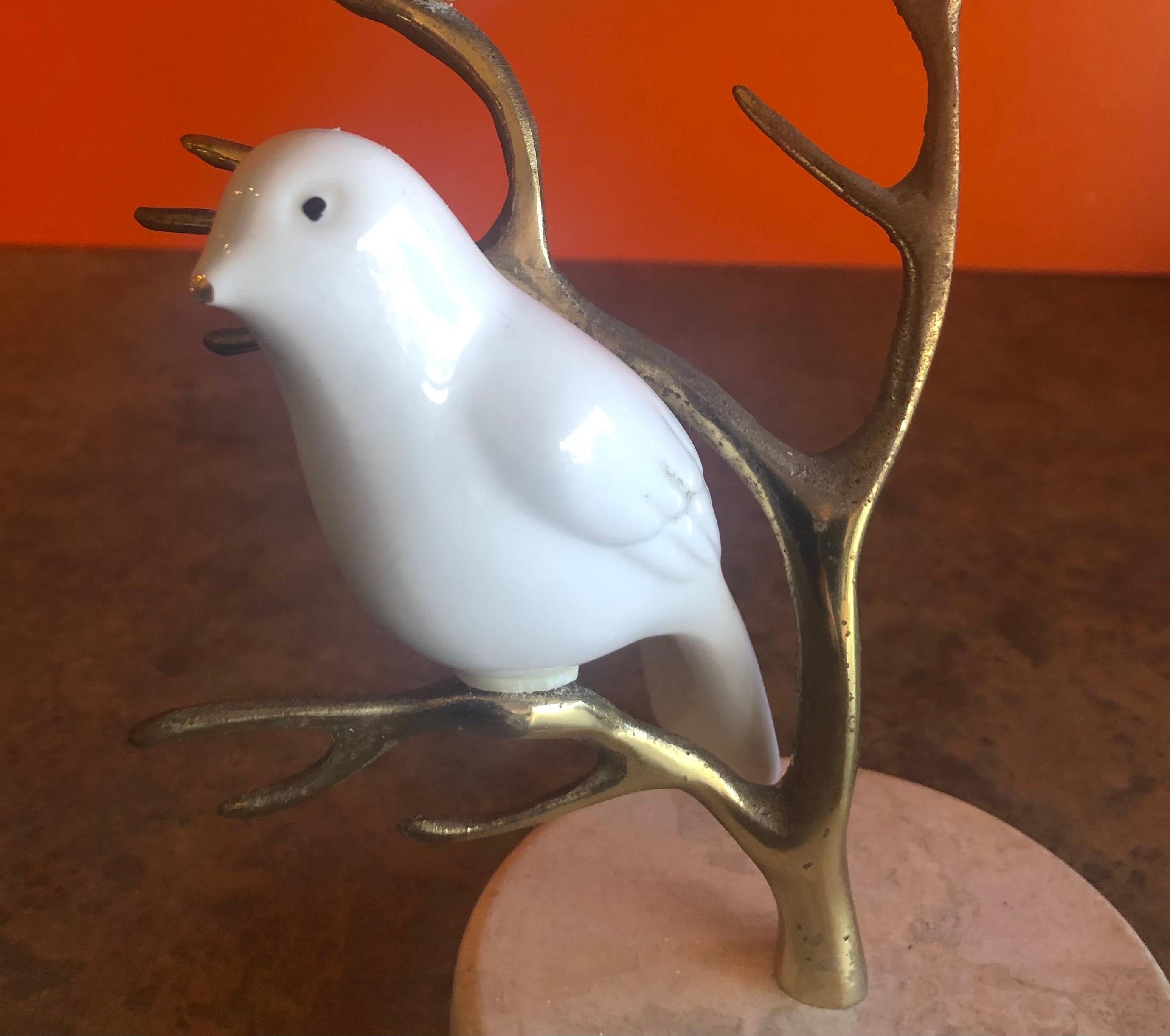 Brass Tree with Ceramic Birds Table Sculpture by Bijan 3