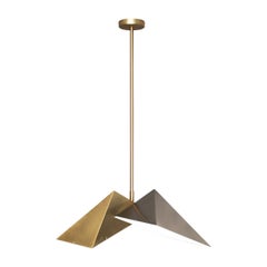 Brass "Triangular Prism II" Pendant Lamp, Square in Circle