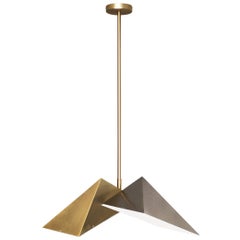 Brass "Triangular Prism II" Pendant Lamp, Square in Circle