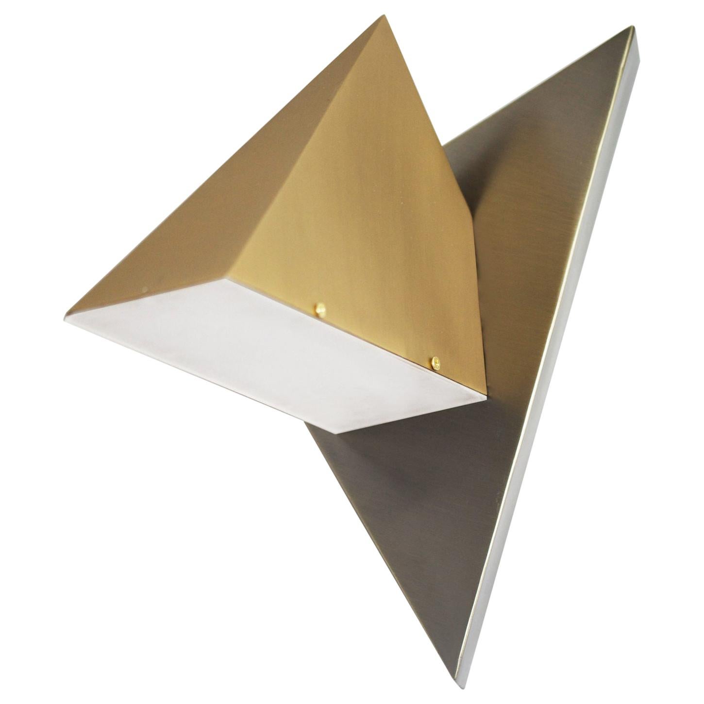 Brass "Triangular Prism II" Pendant Lamp, Square in Circle For Sale at