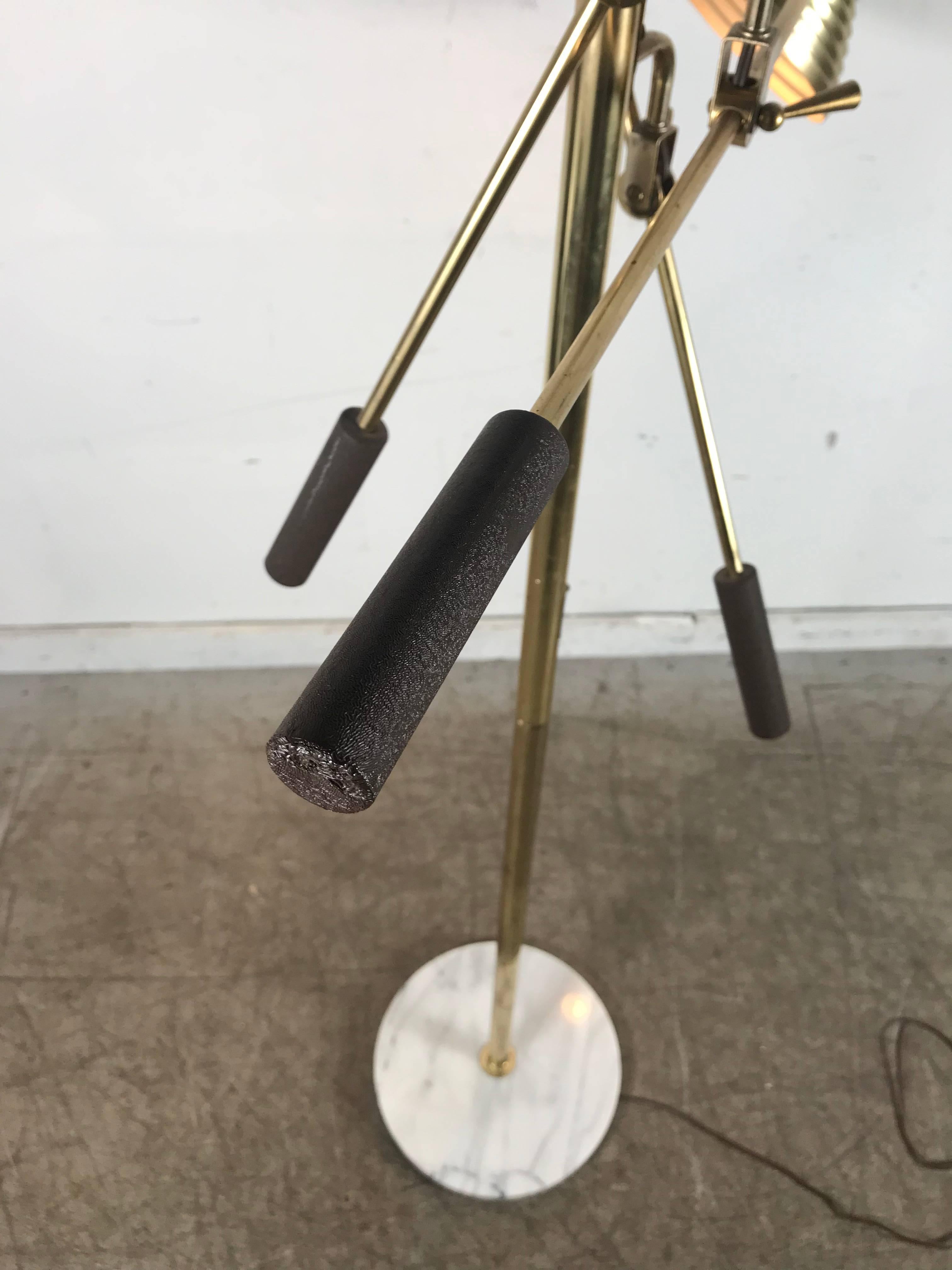 American Brass Triennale Floor Lamp with Marble Base by Robert Sonneman, 1970s
