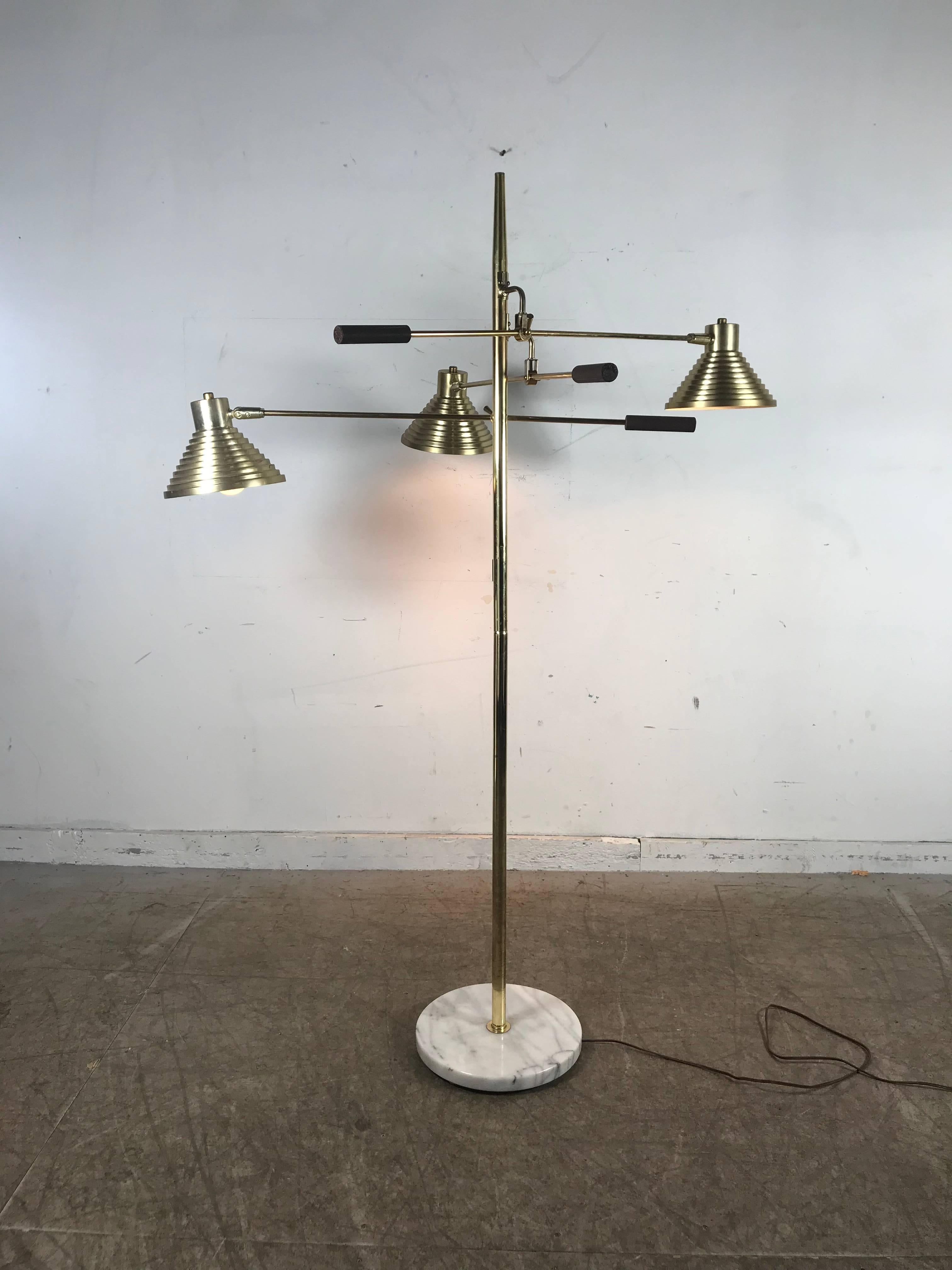 Brass Triennale Floor Lamp with Marble Base by Robert Sonneman, 1970s 1