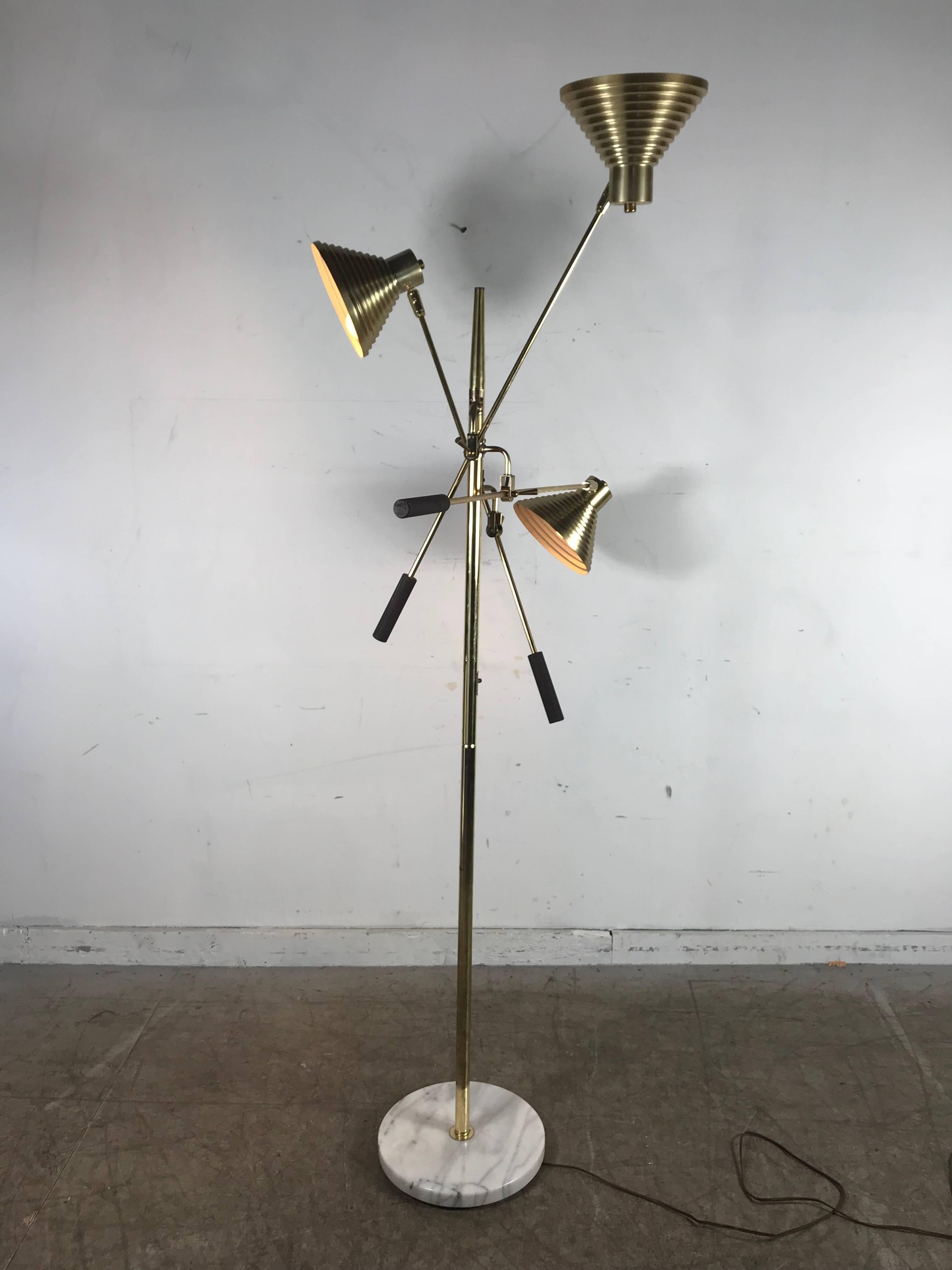 Brass Triennale Floor Lamp with Marble Base by Robert Sonneman, 1970s 2