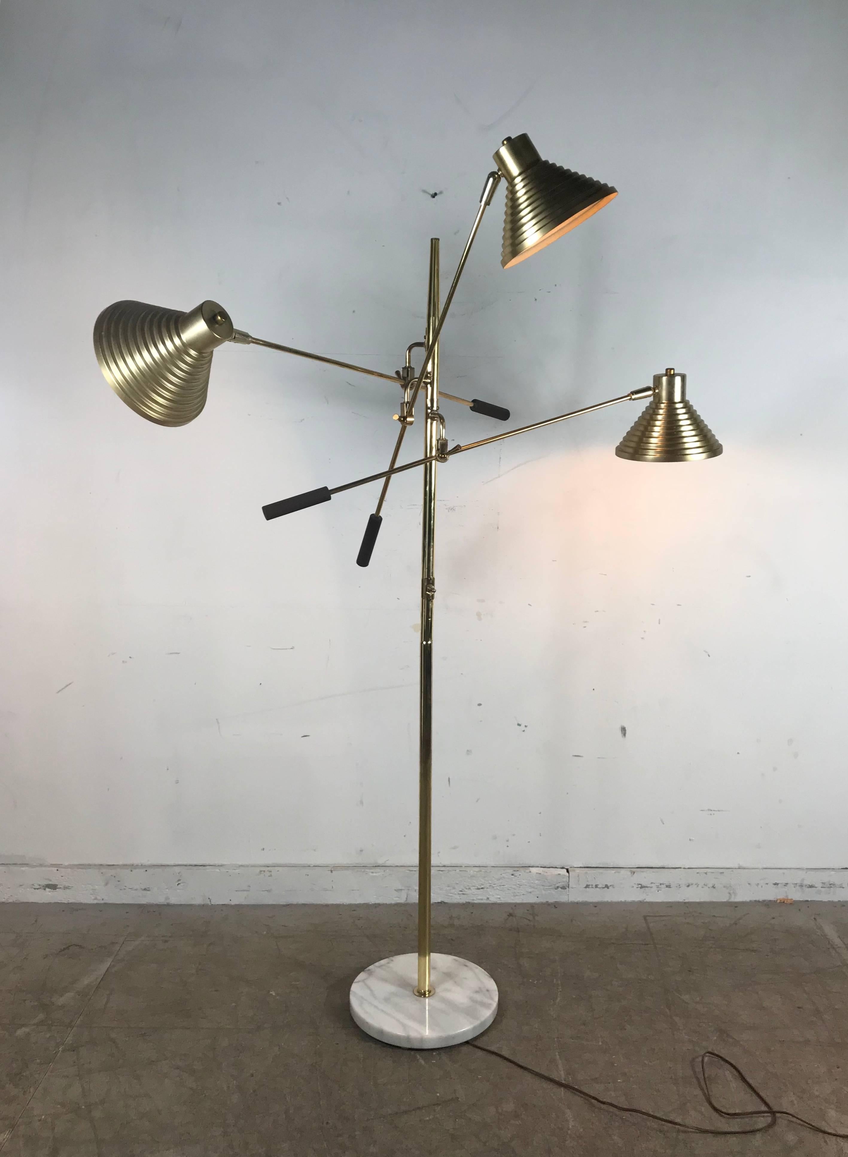 Brass Triennale Floor Lamp with Marble Base by Robert Sonneman, 1970s 3