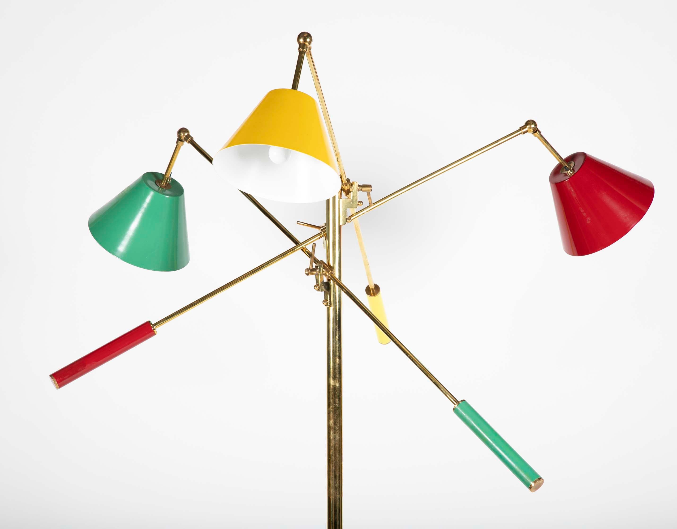 Italian Brass Triennial Floor Lamp Attributed to Arredoluce For Sale