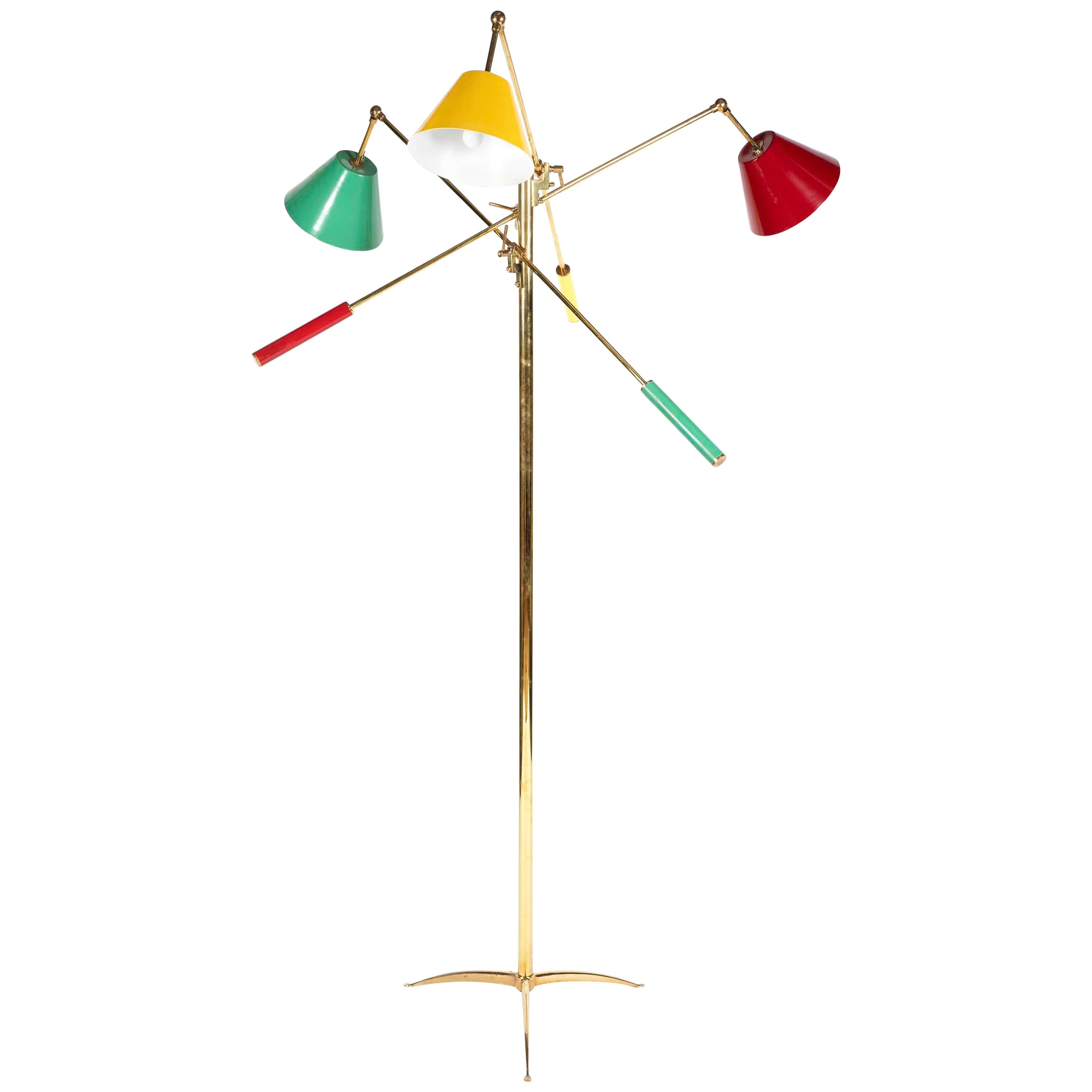 Brass Triennial Floor Lamp Attributed to Arredoluce