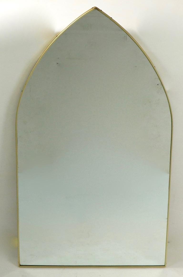 Brass Trim Cathedral Top Mirror For Sale at 1stDibs