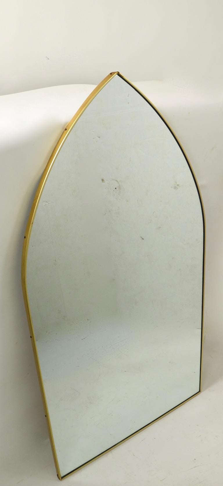 Brass Trim Cathedral Top Mirror For Sale at 1stDibs