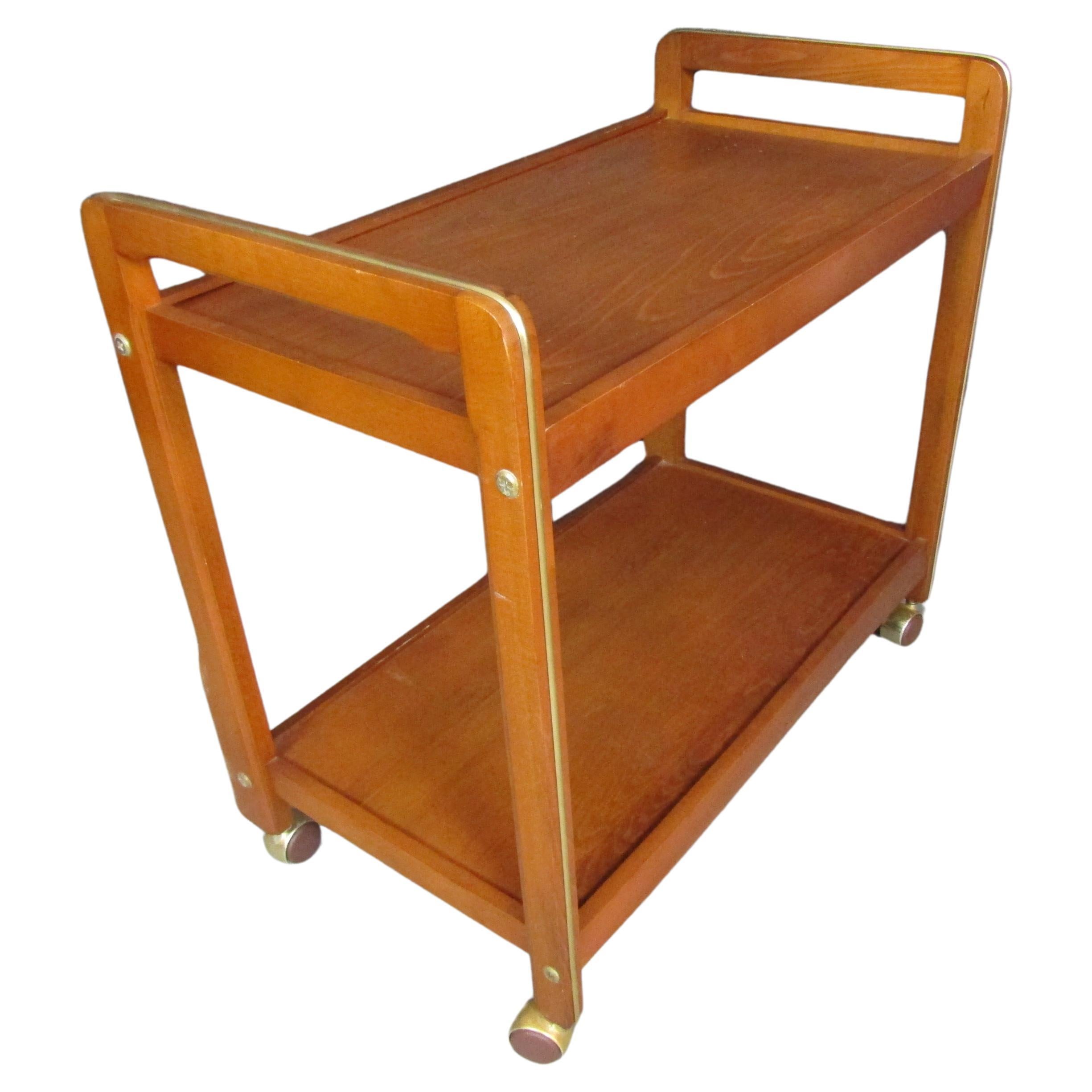 Brass Trim Mid-Century Cart For Sale