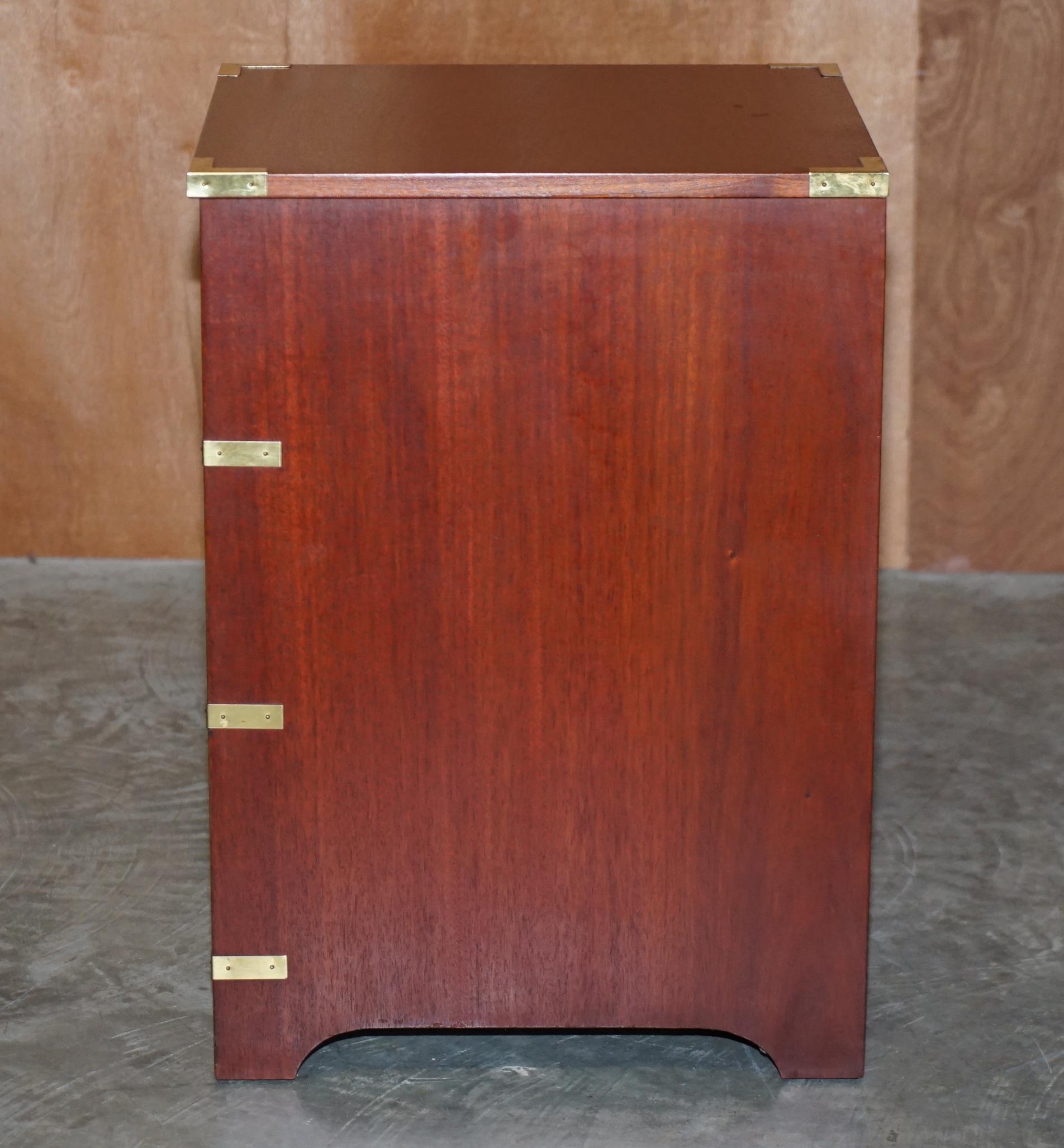 Brass Trim Military Campaign Side Table Size Small Chest of Drawers Bedside Lamp 2