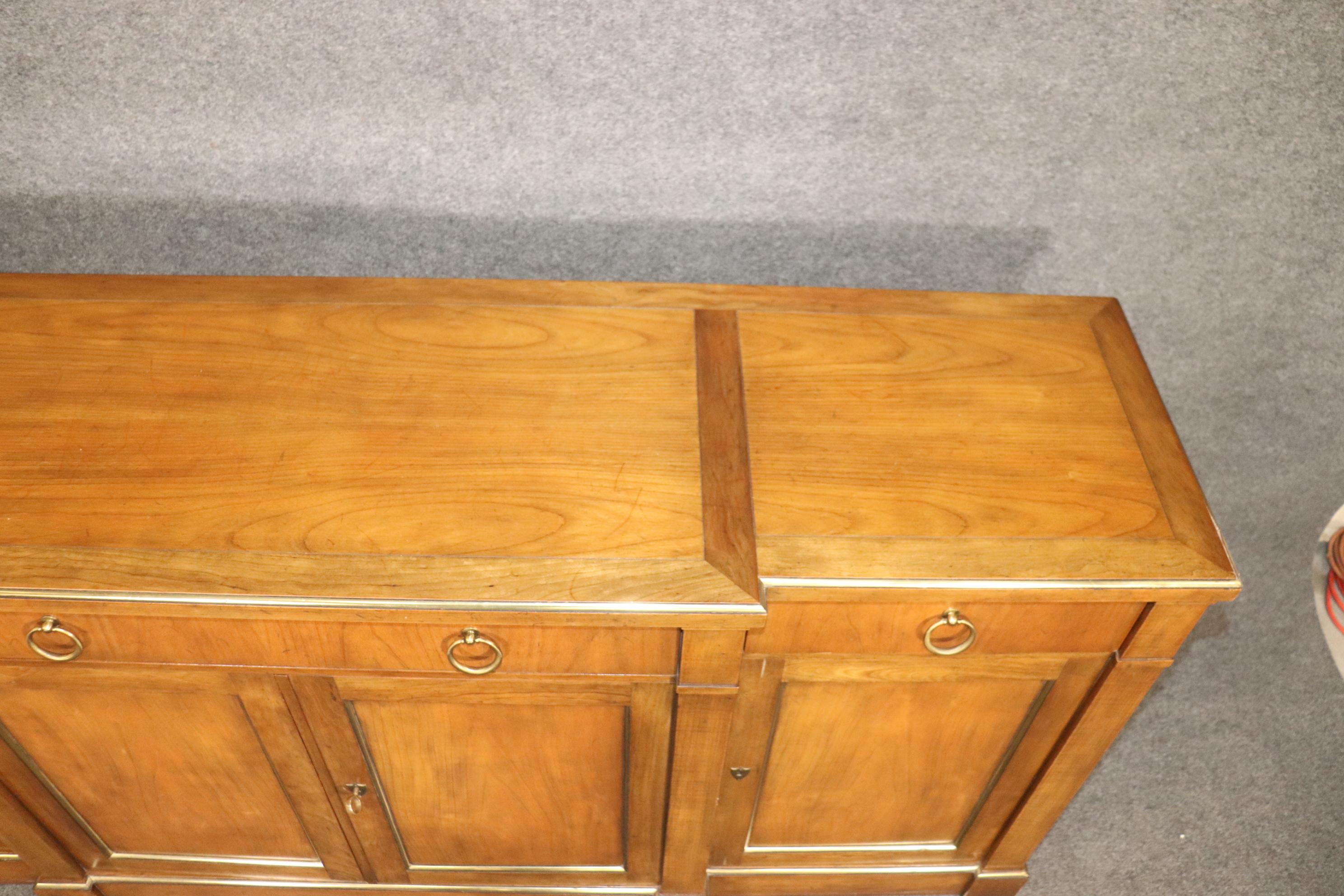 Brass Trimmed French Directoire Cherry Sideboard Buffet with Ring Pulls C1950 5
