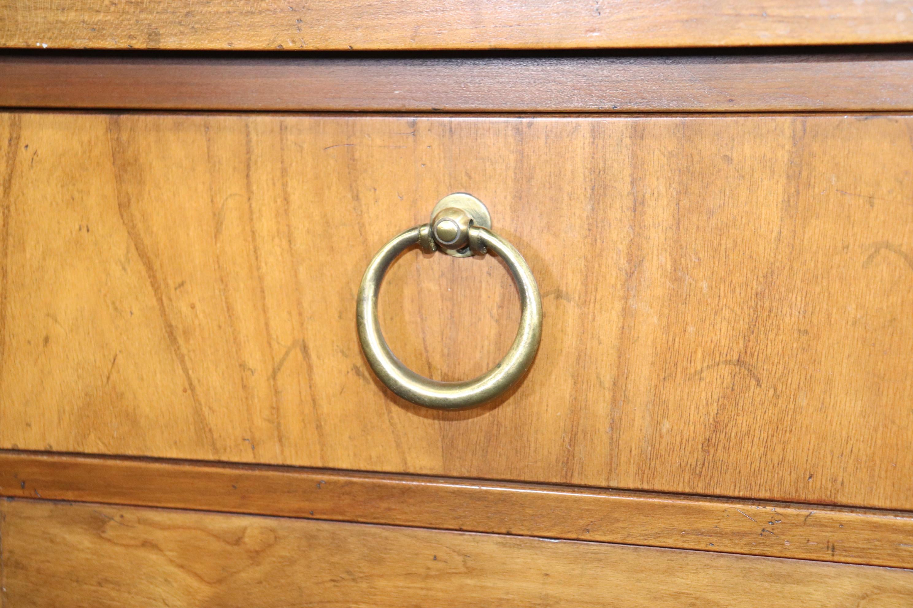 Brass Trimmed French Directoire Cherry Sideboard Buffet with Ring Pulls C1950 In Good Condition In Swedesboro, NJ