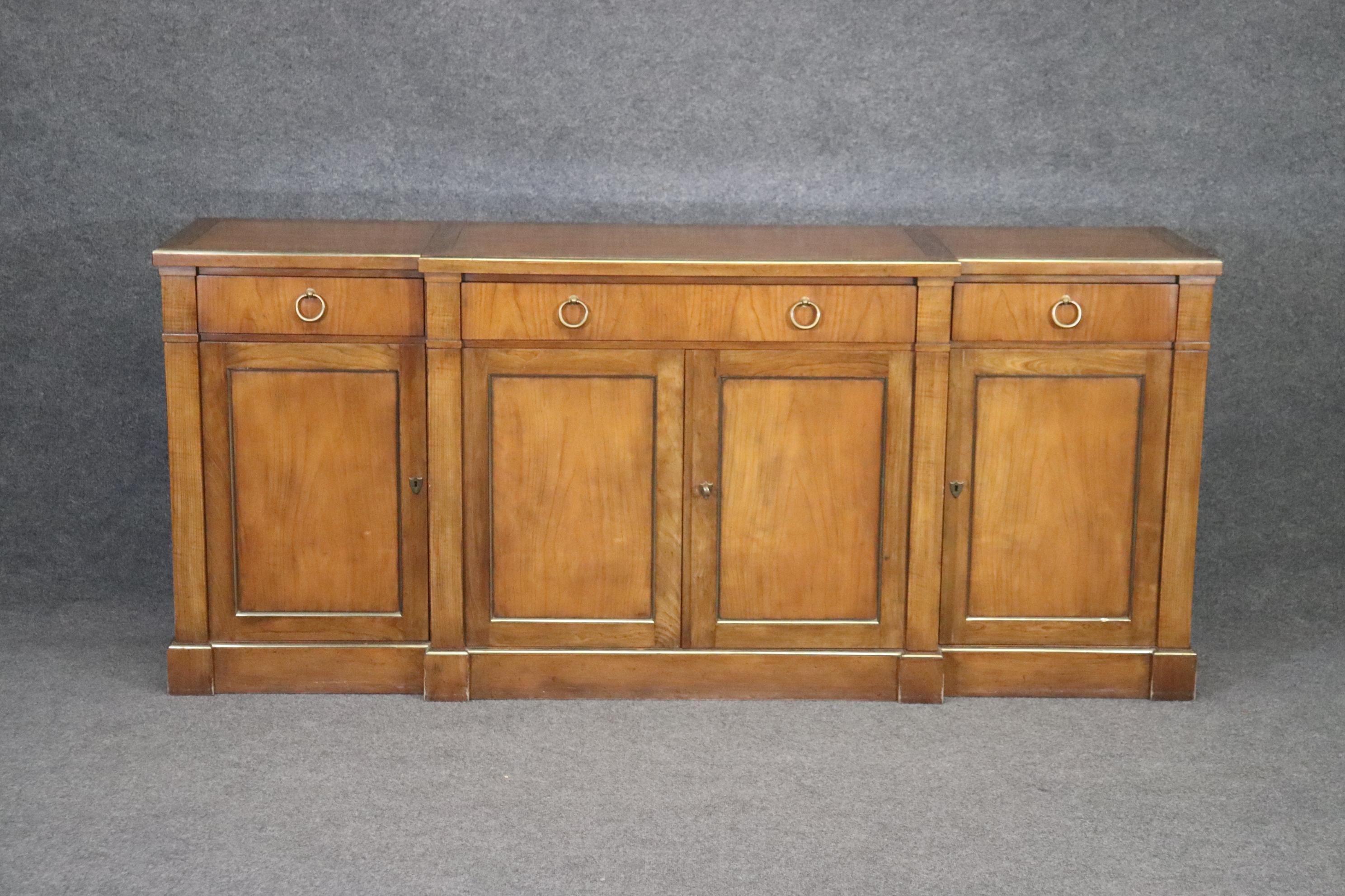 Mid-20th Century Brass Trimmed French Directoire Cherry Sideboard Buffet with Ring Pulls C1950